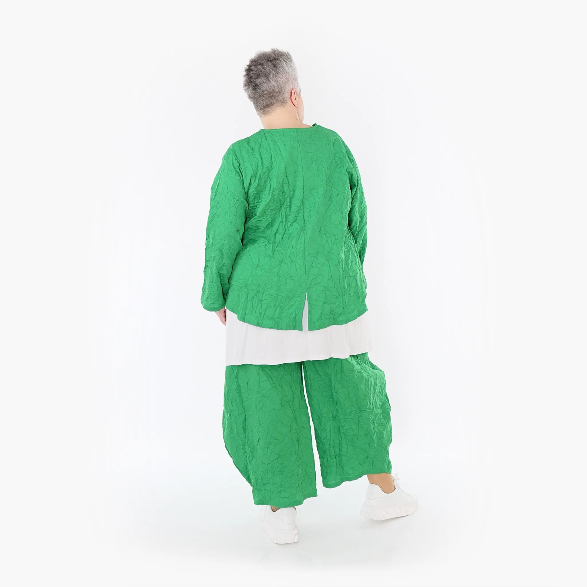  AKH Fashion Jacke in gerundeter Form, aus Materialmix, 1372.00130, Grün, Ausgefallen