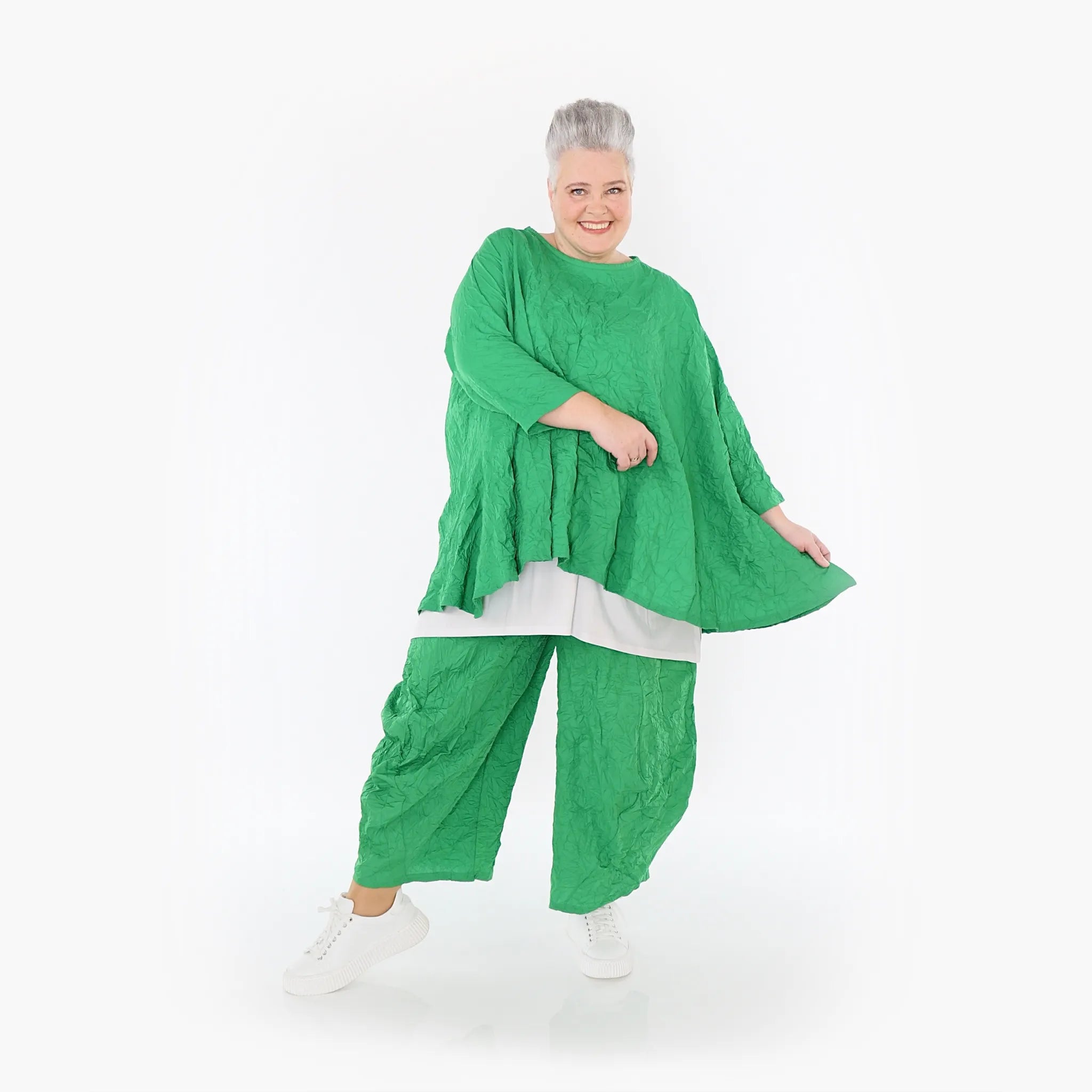  A-Form Bigshirt von AKH Fashion aus Materialmix, 1372.00593, Grün, Ausgefallen, Zeitlos