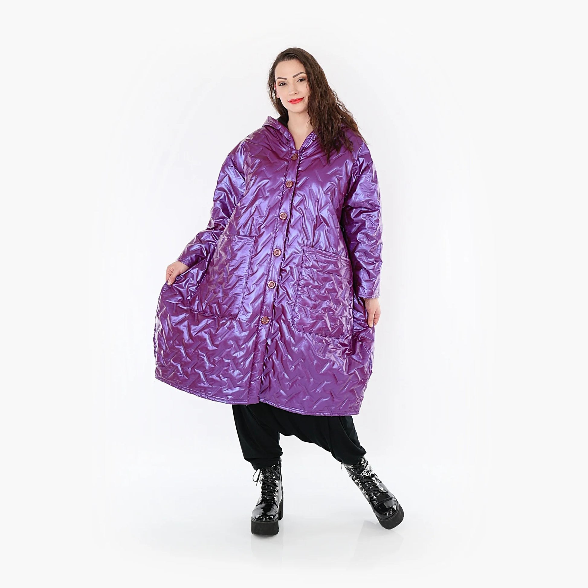  Ballonmantel von AKH Fashion aus Polyester, 1387.06986, Fuchsia, Grafik, Schick, Modern