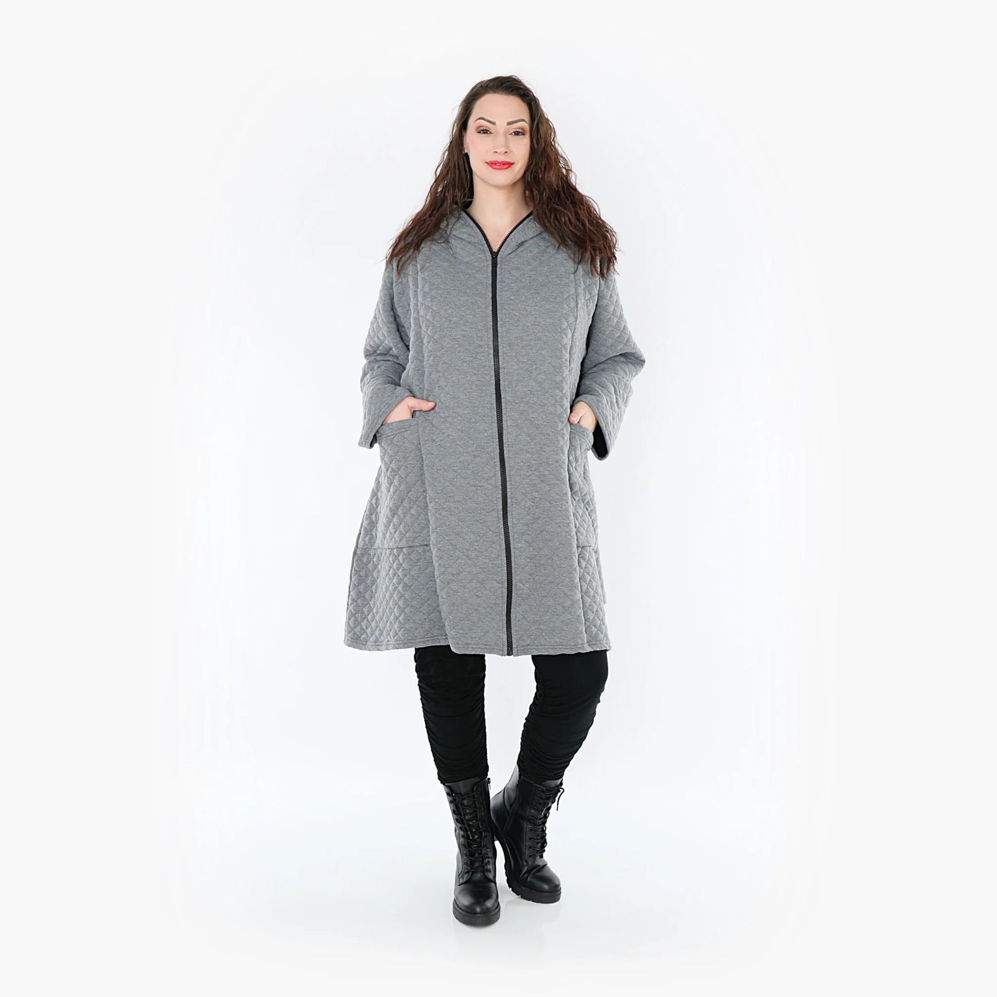  A-Form Jacke von AKH Fashion aus Materialmix, 1394.06909, Grau, Schick, Modern, Bequem