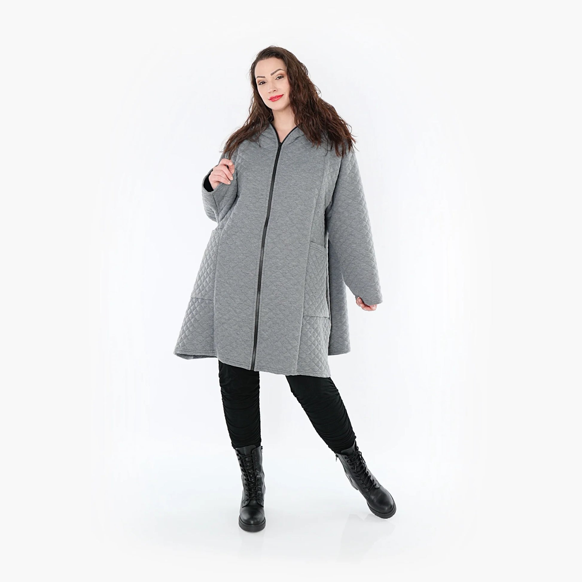  A-Form Jacke von AKH Fashion aus Materialmix, 1394.06909, Grau, Schick, Modern, Bequem