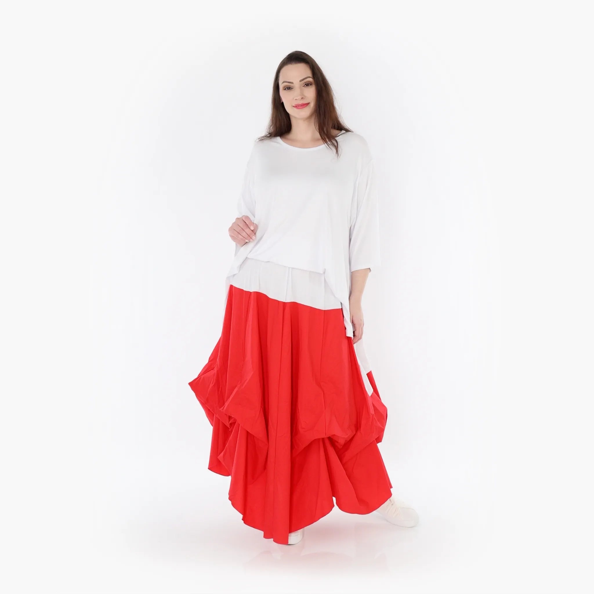  Ballonrock von AKH Fashion aus Baumwolle, 1415.07559, Rot/Weiß, Schick, Modern, Bequem