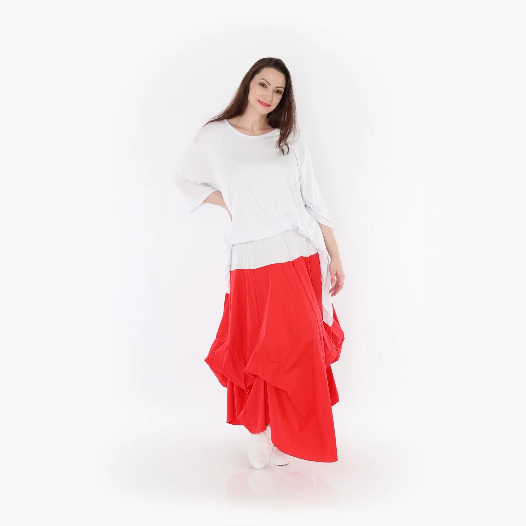  Ballonrock von AKH Fashion aus Baumwolle, 1415.07559, Rot/Weiß, Schick, Modern, Bequem