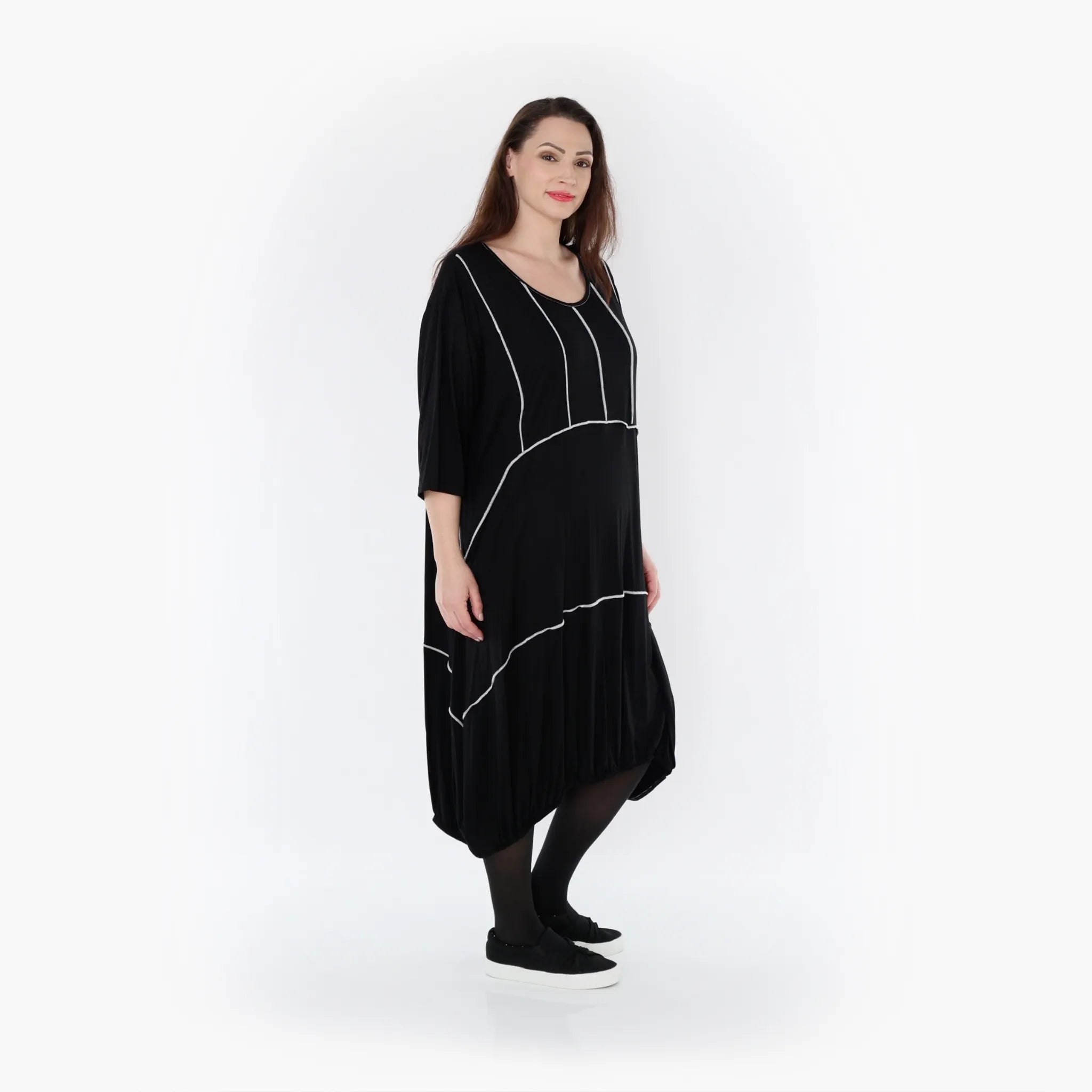  Ballonkleid von AKH Fashion aus Viskose, 1416.06564, Schwarz/Weiß, Schick, Modern, Bequem