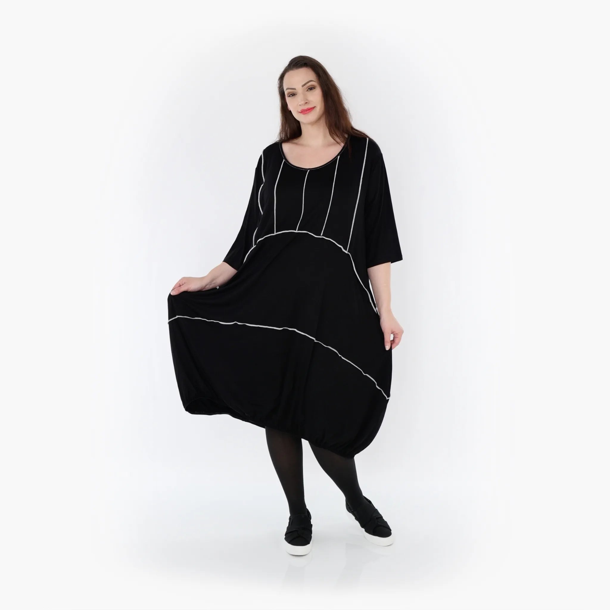  Ballonkleid von AKH Fashion aus Viskose, 1416.06564, Schwarz/Weiß, Schick, Modern, Bequem