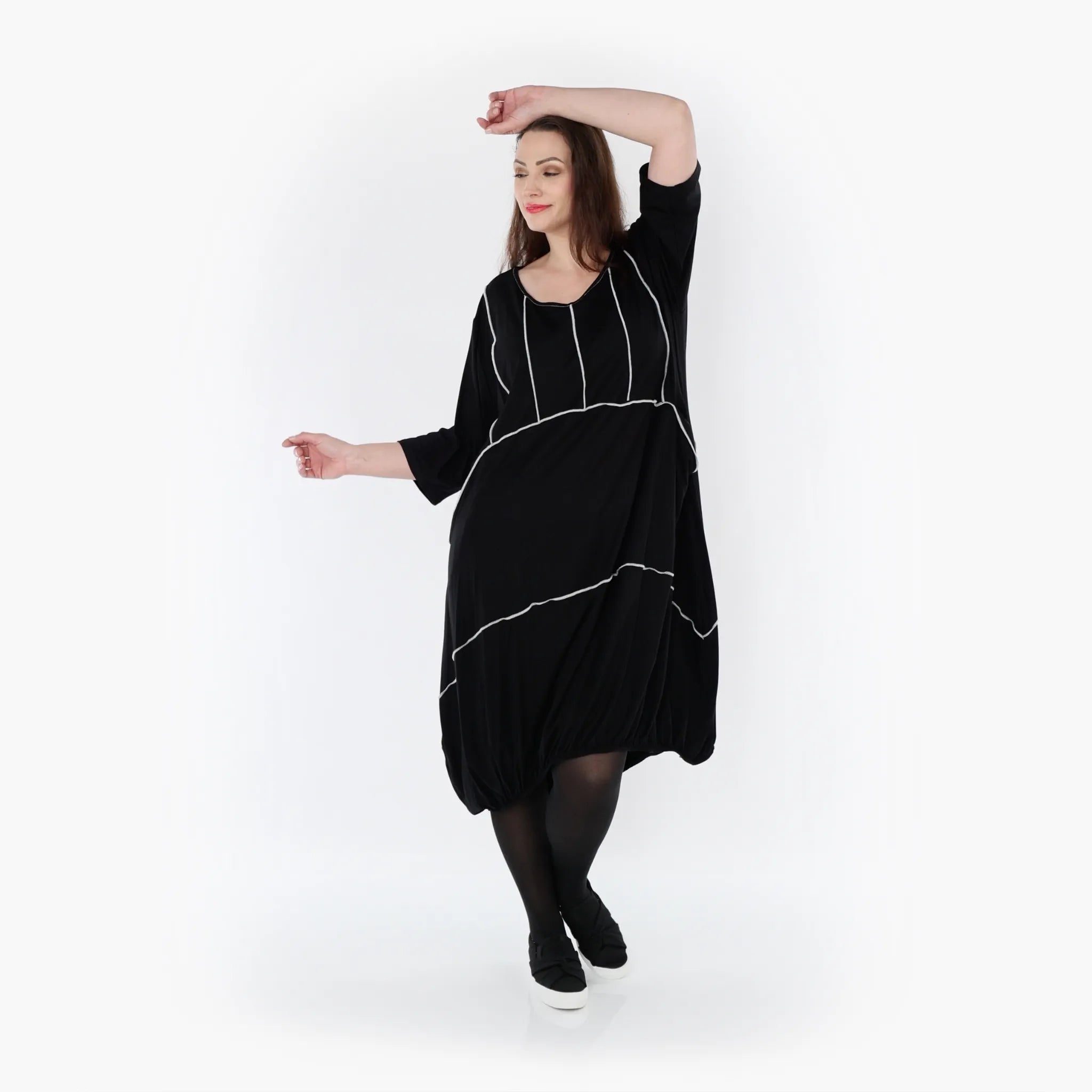 Ballonkleid von AKH Fashion aus Viskose, 1416.06564, Schwarz/Weiß, Schick, Modern, Bequem