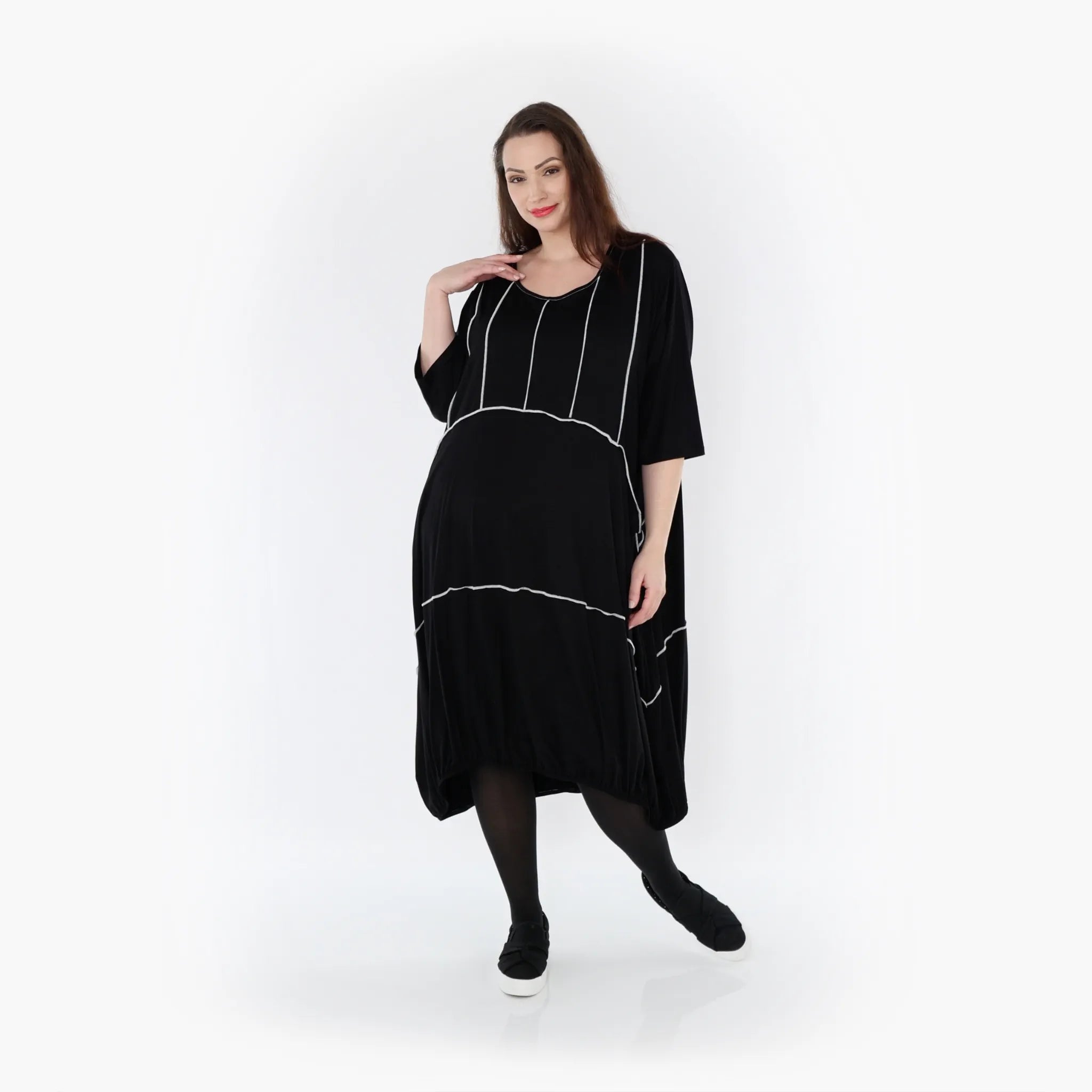  Ballonkleid von AKH Fashion aus Viskose, 1416.06564, Schwarz/Weiß, Schick, Modern, Bequem