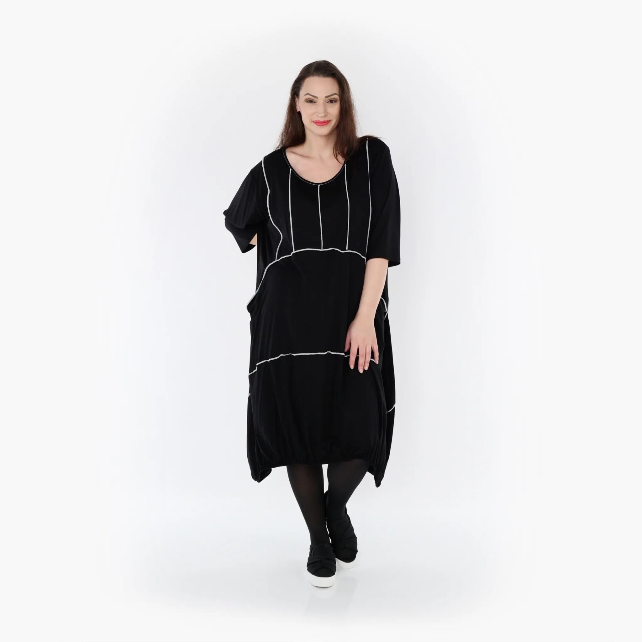  Ballonkleid von AKH Fashion aus Viskose, 1416.06564, Schwarz/Weiß, Schick, Modern, Bequem