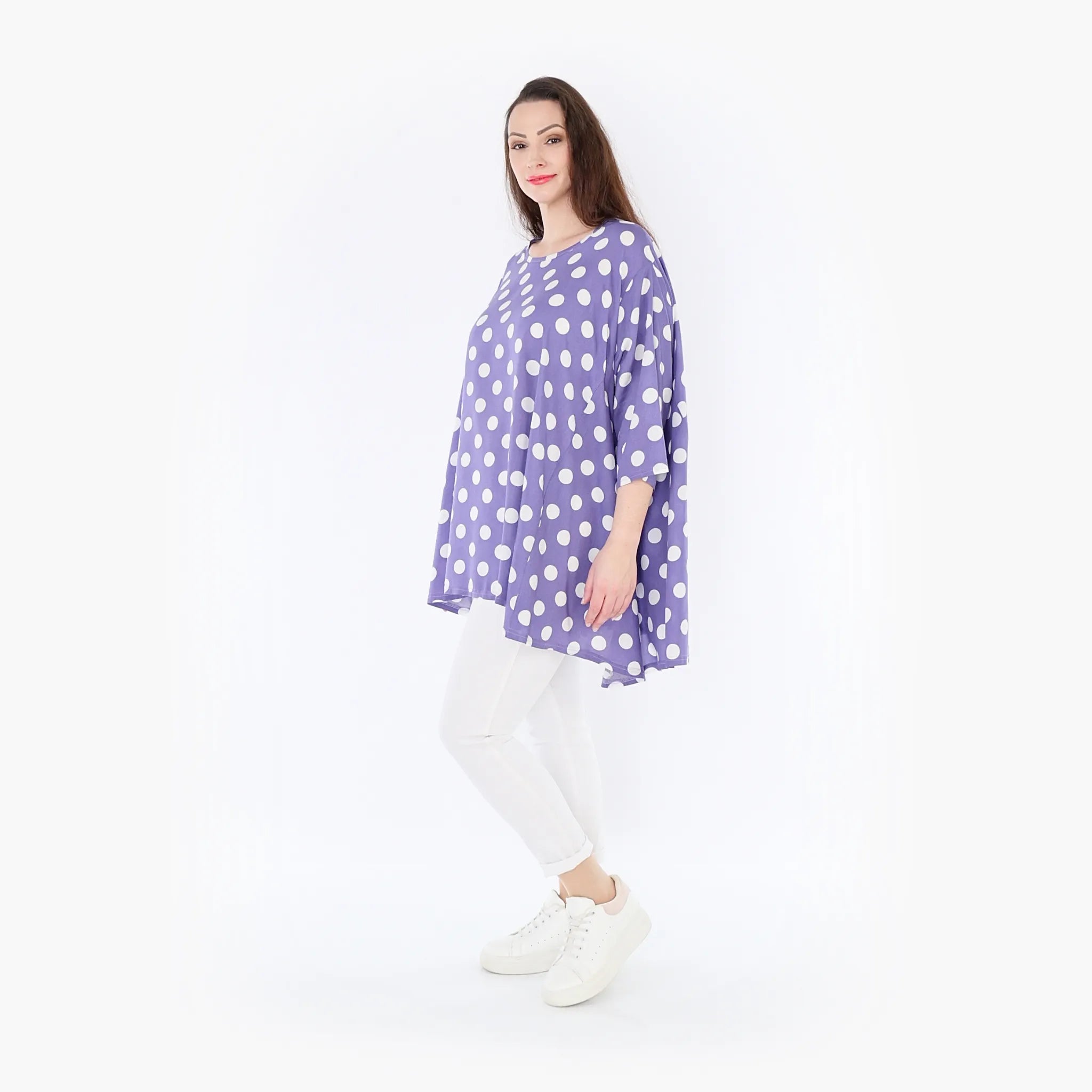  A-Form Bigshirt von AKH Fashion aus Viskose, 1417.00593, Flieder/Weiß, Schick, Modern, Bequem