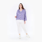  AKH Fashion Jacke in gerundeter Form, aus Viskose, 1417.06910, Flieder/Weiß, Schick