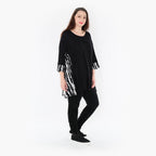  A-Form Bigshirt von AKH Fashion aus Baumwolle, 1418.00593, Schwarz/Weiß, Schick, Modern