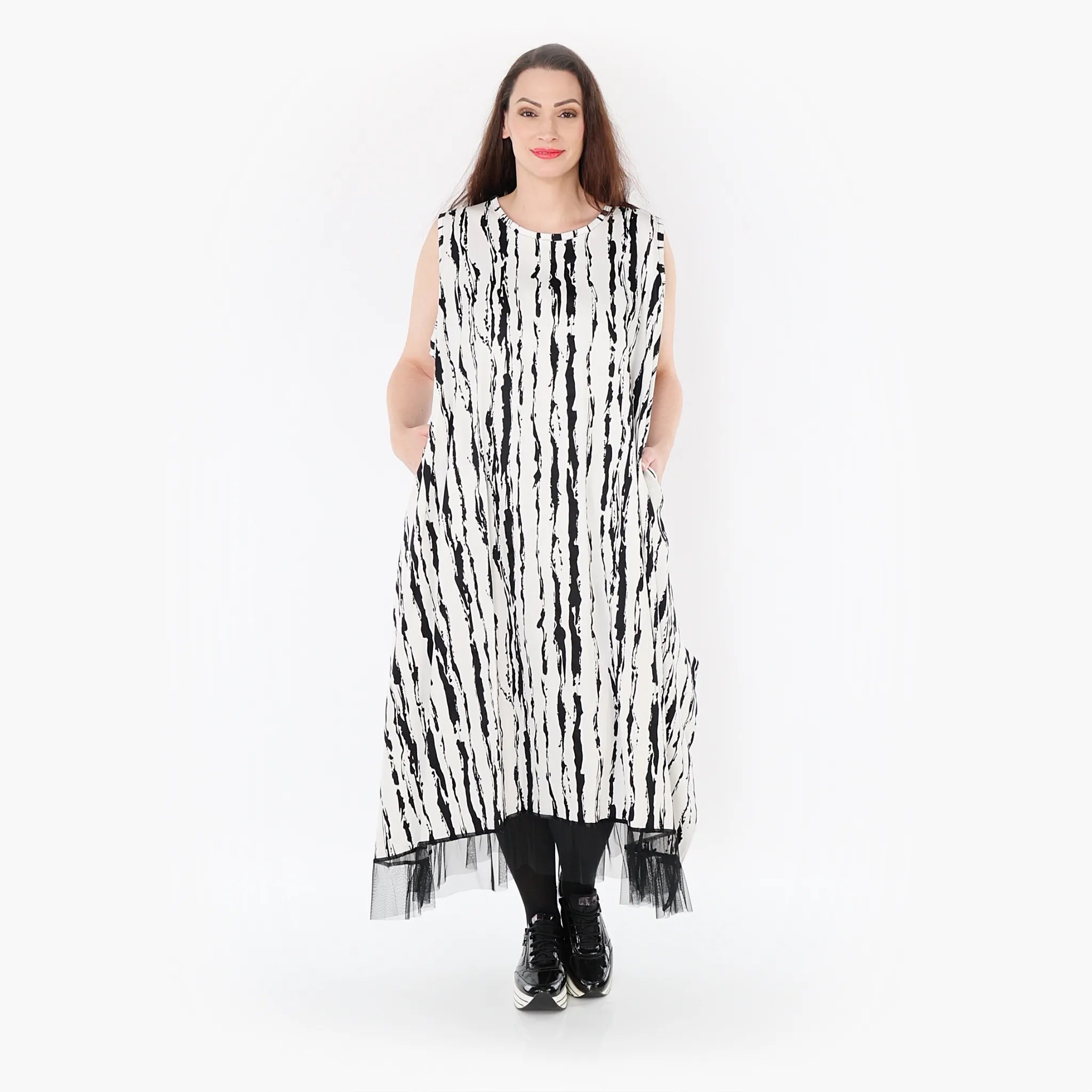  Ballon Tunika von AKH Fashion aus Baumwolle, 1418.06853, Weiß/Schwarz, Schick, Modern