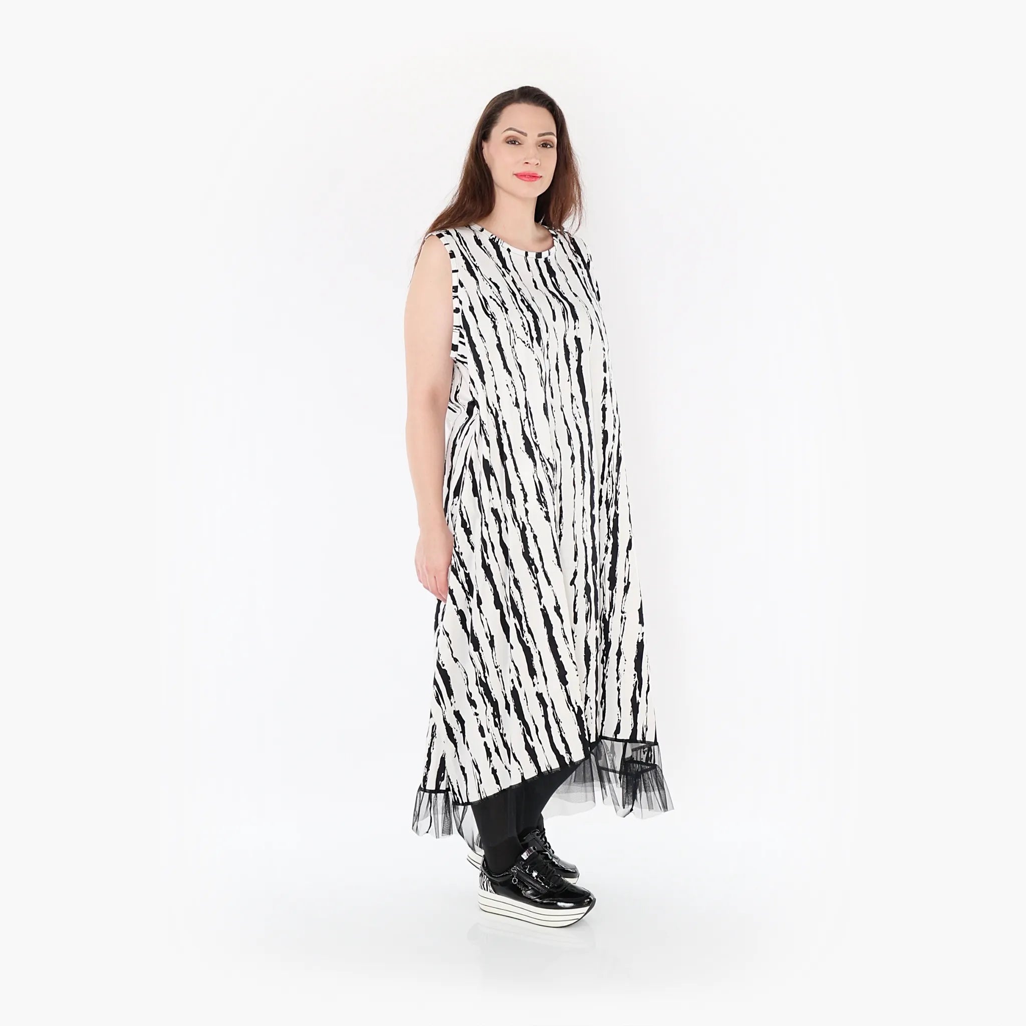  Ballon Tunika von AKH Fashion aus Baumwolle, 1418.06853, Weiß/Schwarz, Schick, Modern