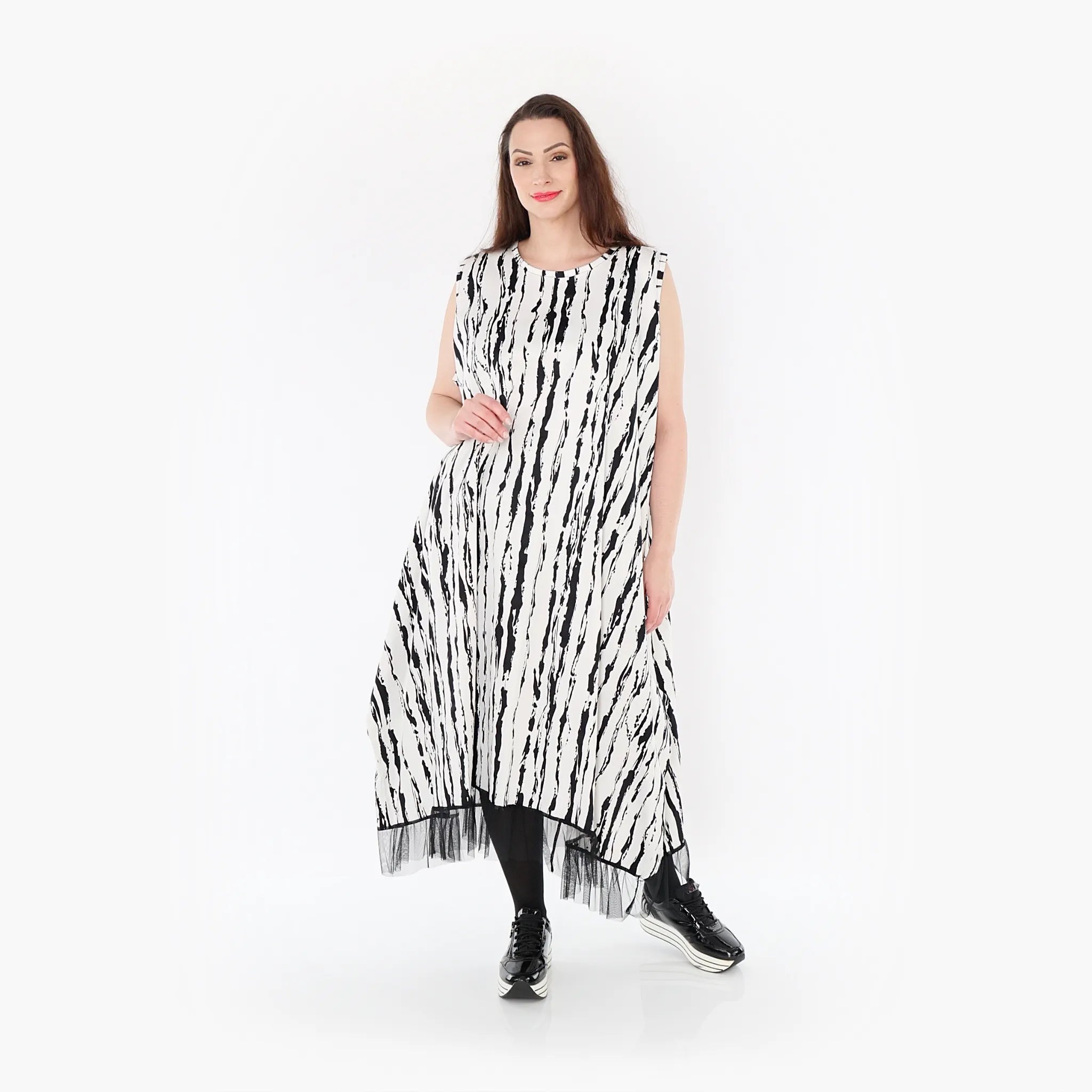 Ballon Tunika von AKH Fashion aus Baumwolle, 1418.06853, Weiß/Schwarz, Schick, Modern