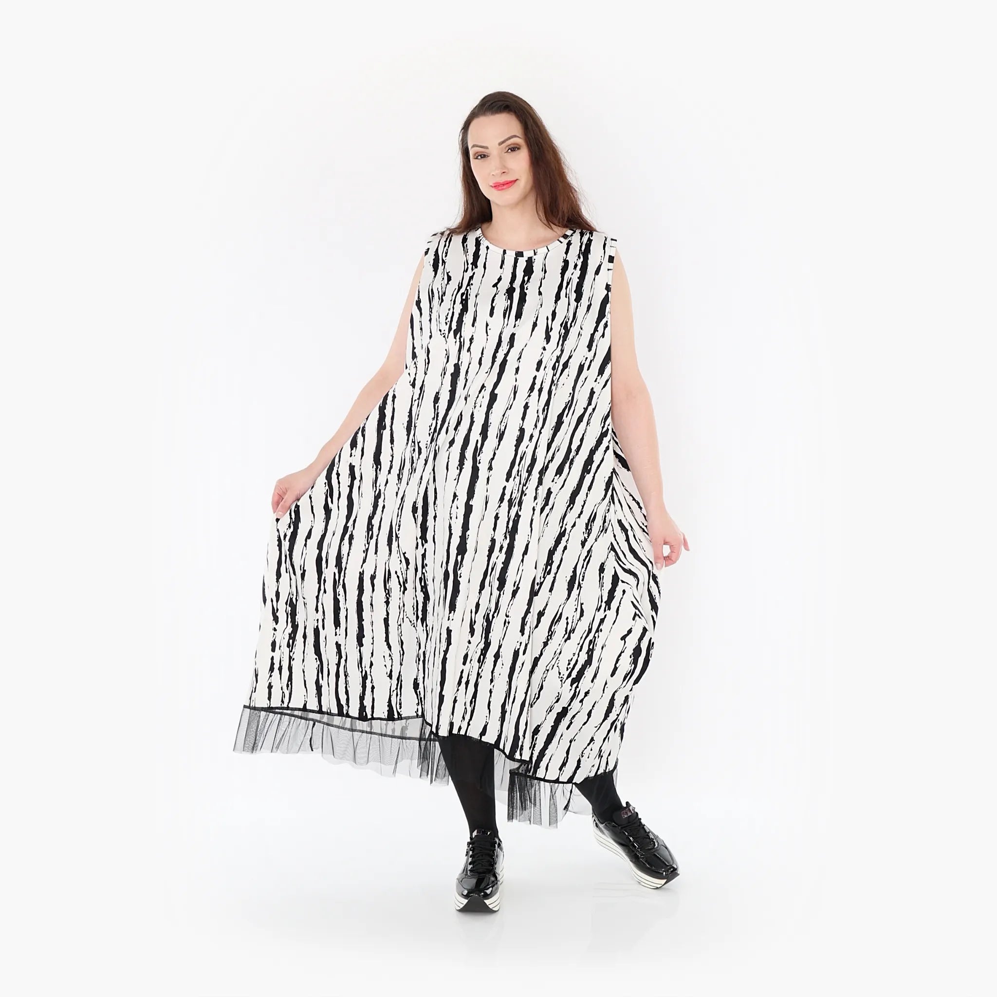  Ballon Tunika von AKH Fashion aus Baumwolle, 1418.06853, Weiß/Schwarz, Schick, Modern