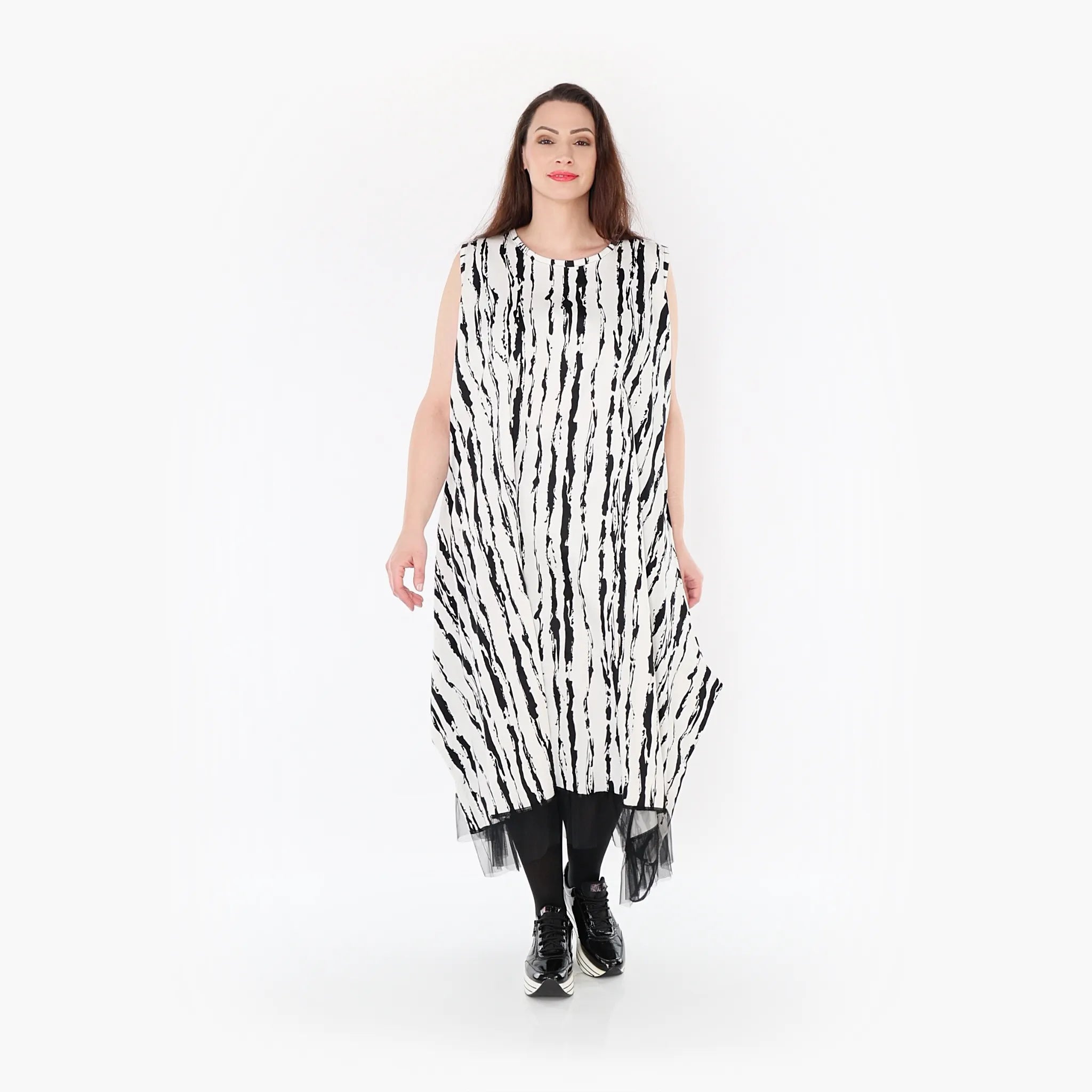  Ballon Tunika von AKH Fashion aus Baumwolle, 1418.06853, Weiß/Schwarz, Schick, Modern