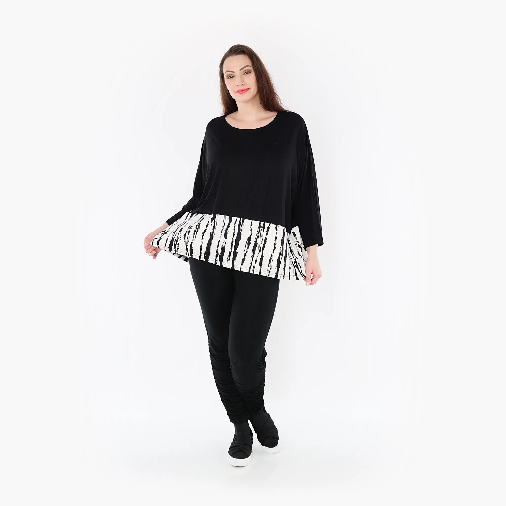  AKH Fashion Bigshirt in kastiger Form, aus Baumwolle, 1418.06888, Weiß/Schwarz, Schick