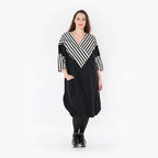 Ballonkleid von AKH Fashion aus Viskose, 1419.06901, Ecru/Schwarz, Schick, Modern, Bequem