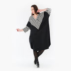  Ballonkleid von AKH Fashion aus Viskose, 1419.06901, Ecru/Schwarz, Schick, Modern, Bequem