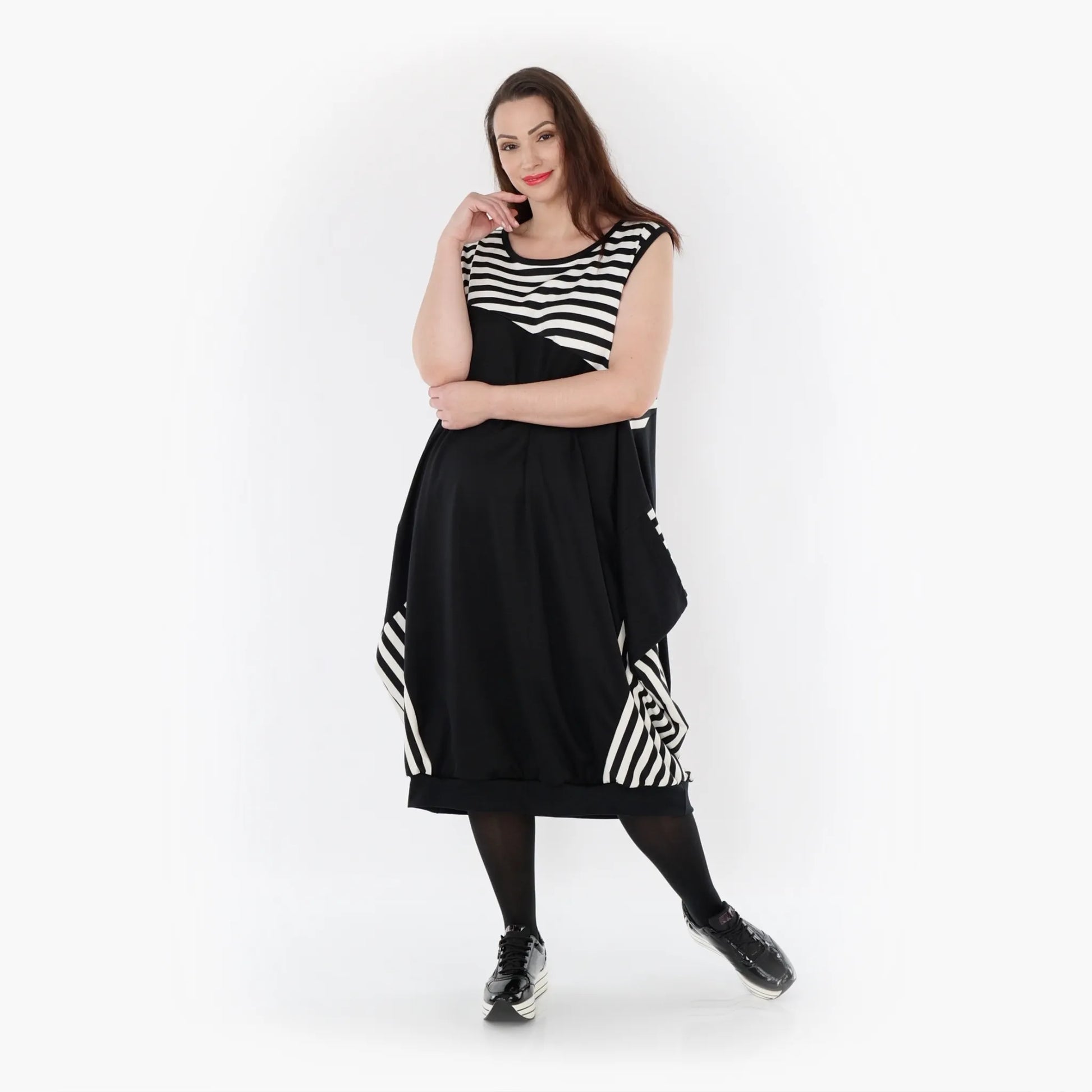  Ballon Tunika von AKH Fashion aus Viskose, 1419.06902, Ecru/Schwarz, Schick, Modern