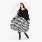  Ballonkleid von AKH Fashion aus Viskose, 1419.06903, Ecru/Schwarz, Schick, Modern, Bequem