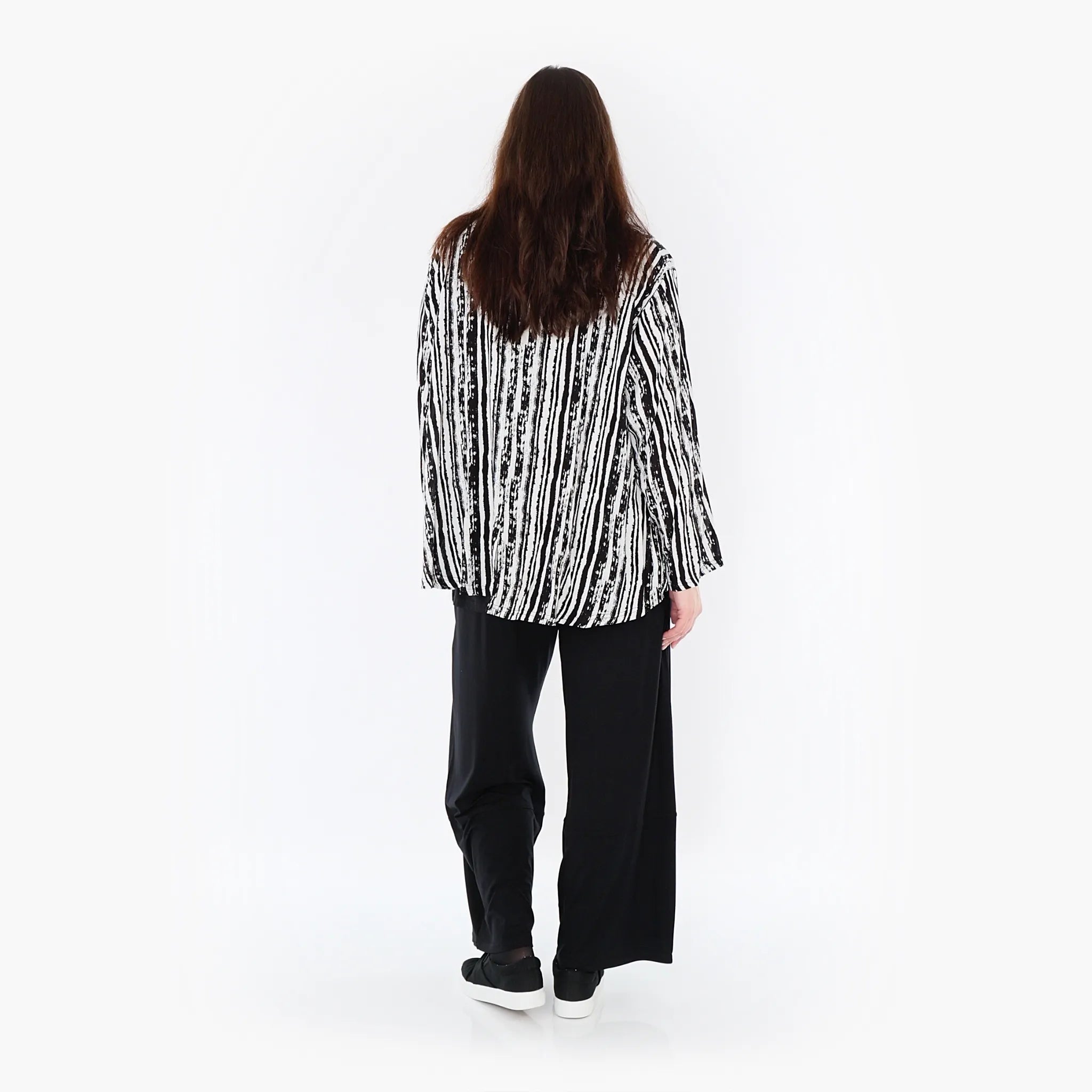  AKH Fashion Jacke in gerundeter Form, aus Viskose, 1406073, Schwarz/Weiß, Pinselstrich