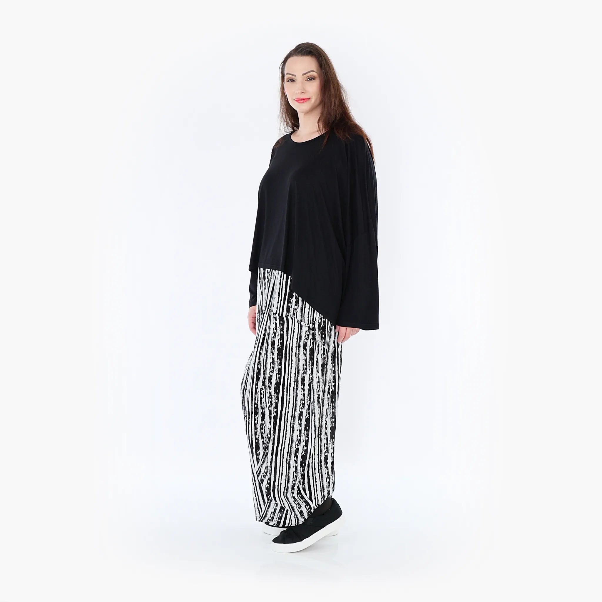  Ballonhose von AKH Fashion aus Viskose, 1408069, Schwarz/Weiß, Pinselstrich, Schick