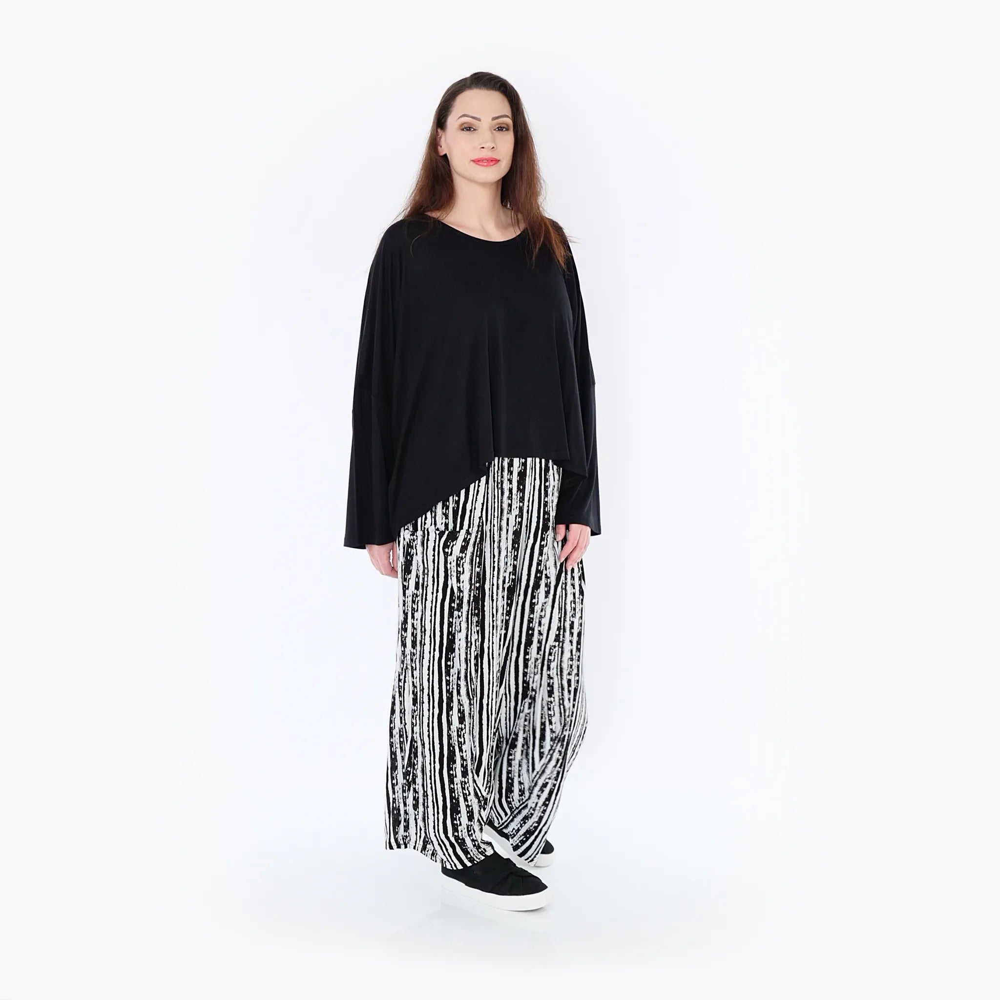  Ballonhose von AKH Fashion aus Viskose, 1408069, Schwarz/Weiß, Pinselstrich, Schick