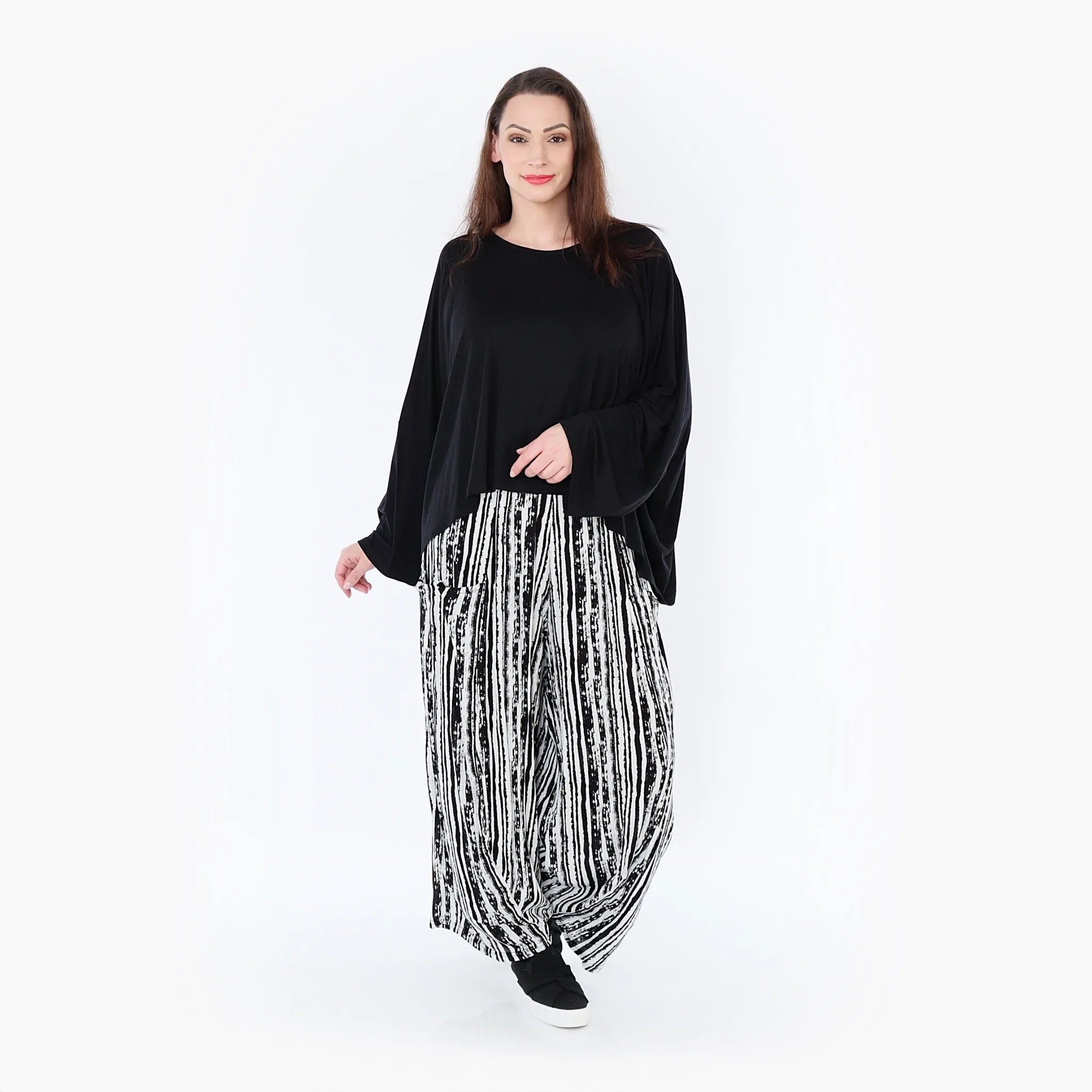  Ballonhose von AKH Fashion aus Viskose, 1408069, Schwarz/Weiß, Pinselstrich, Schick