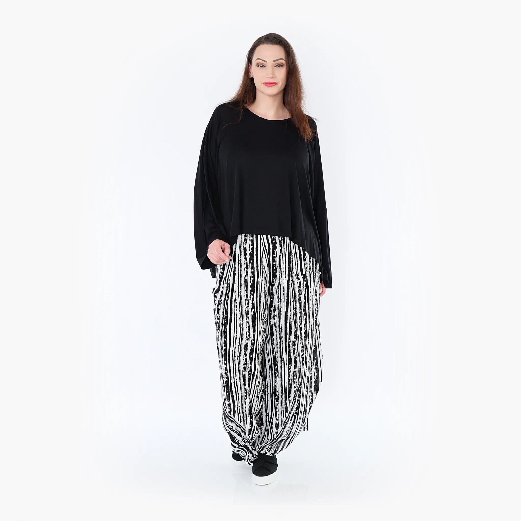  Ballonhose von AKH Fashion aus Viskose, 1408069, Schwarz/Weiß, Pinselstrich, Schick
