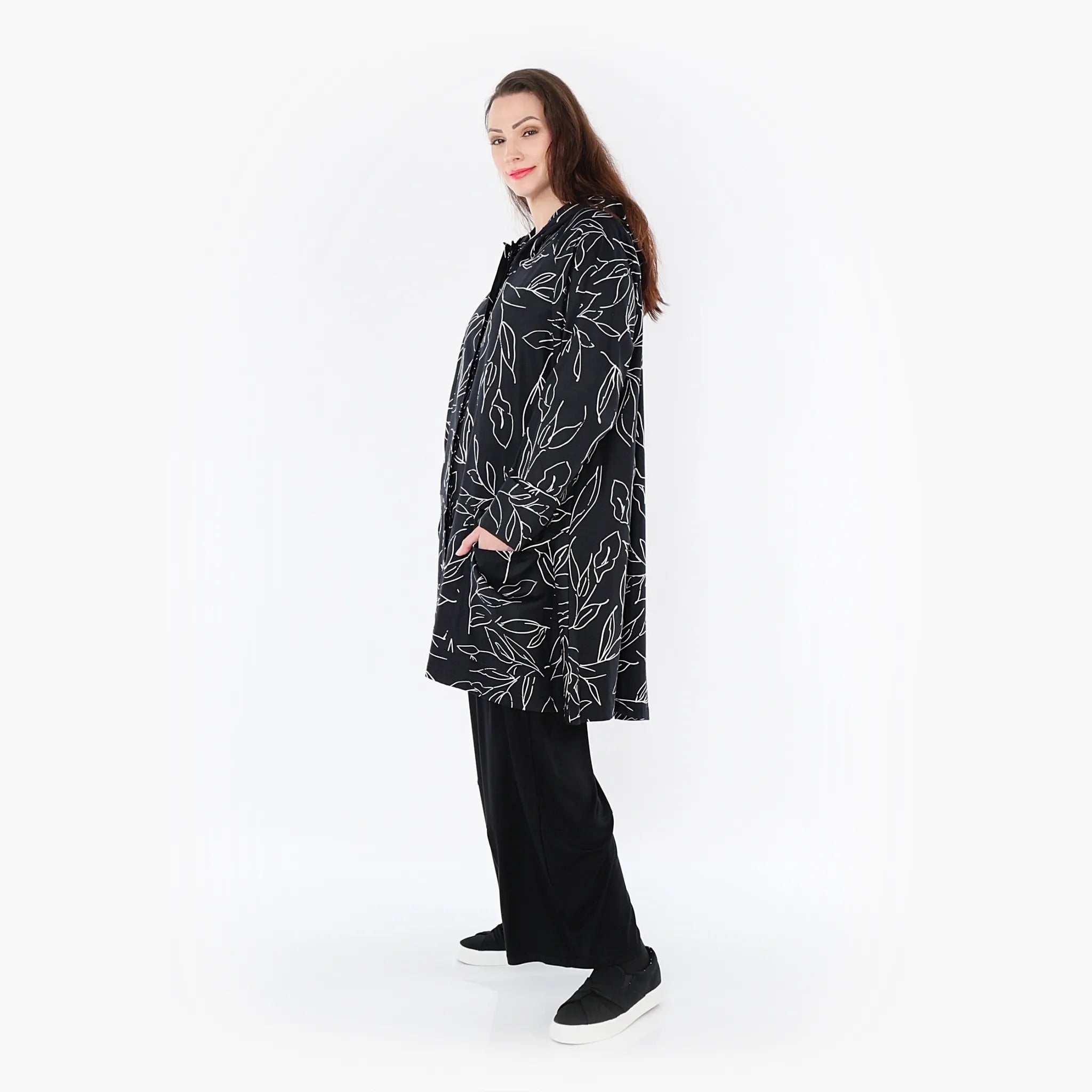  AKH Fashion Jacke in gerader Form, aus Baumwolle, 1406694, Schwarz/Weiß, Schick, Modern
