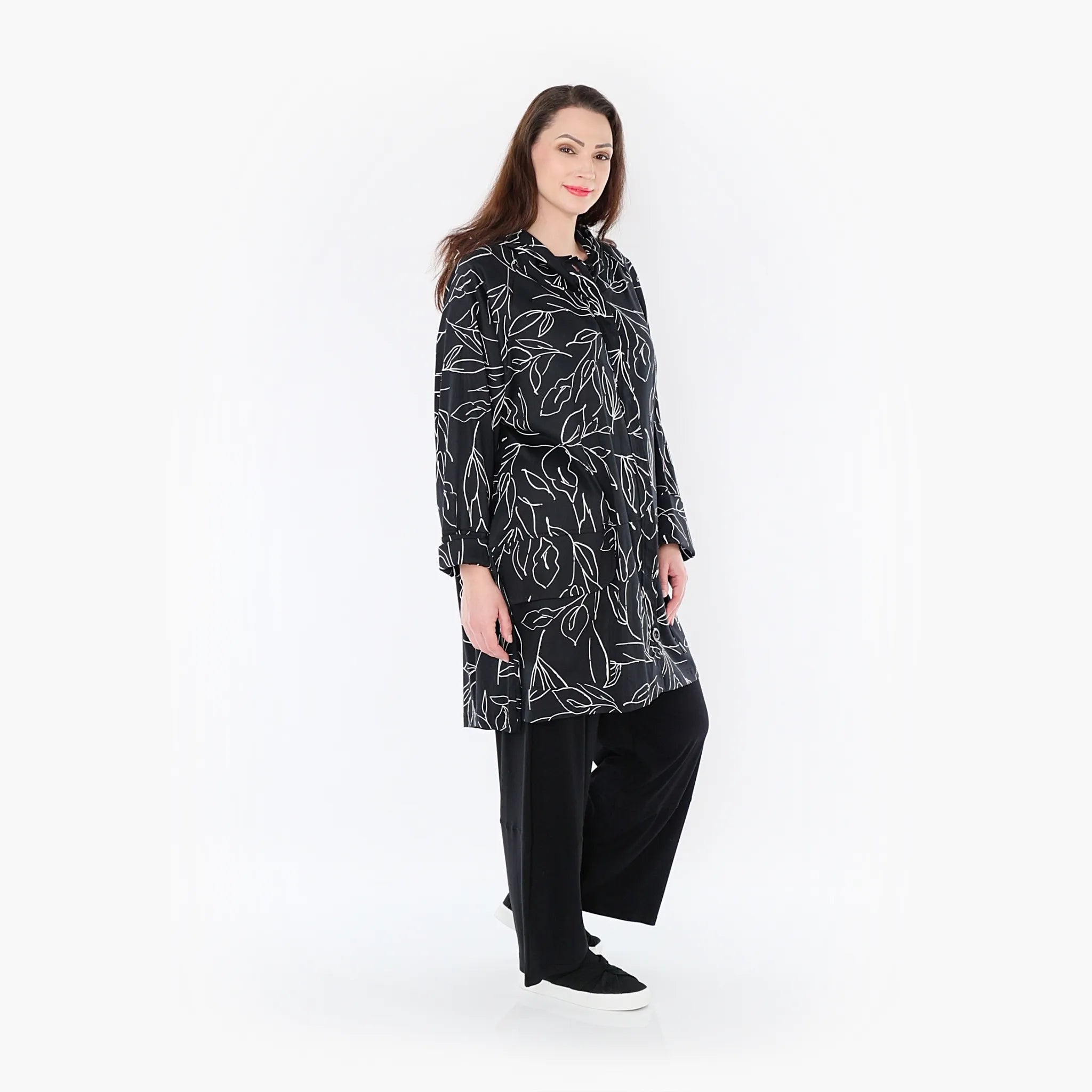  AKH Fashion Jacke in gerader Form, aus Baumwolle, 1406694, Schwarz/Weiß, Schick, Modern