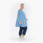  AKH Fashion Jacke in Glocken-Form, aus Baumwolle, 1427.1892J, Türkis/Blau, Kariert, Schick