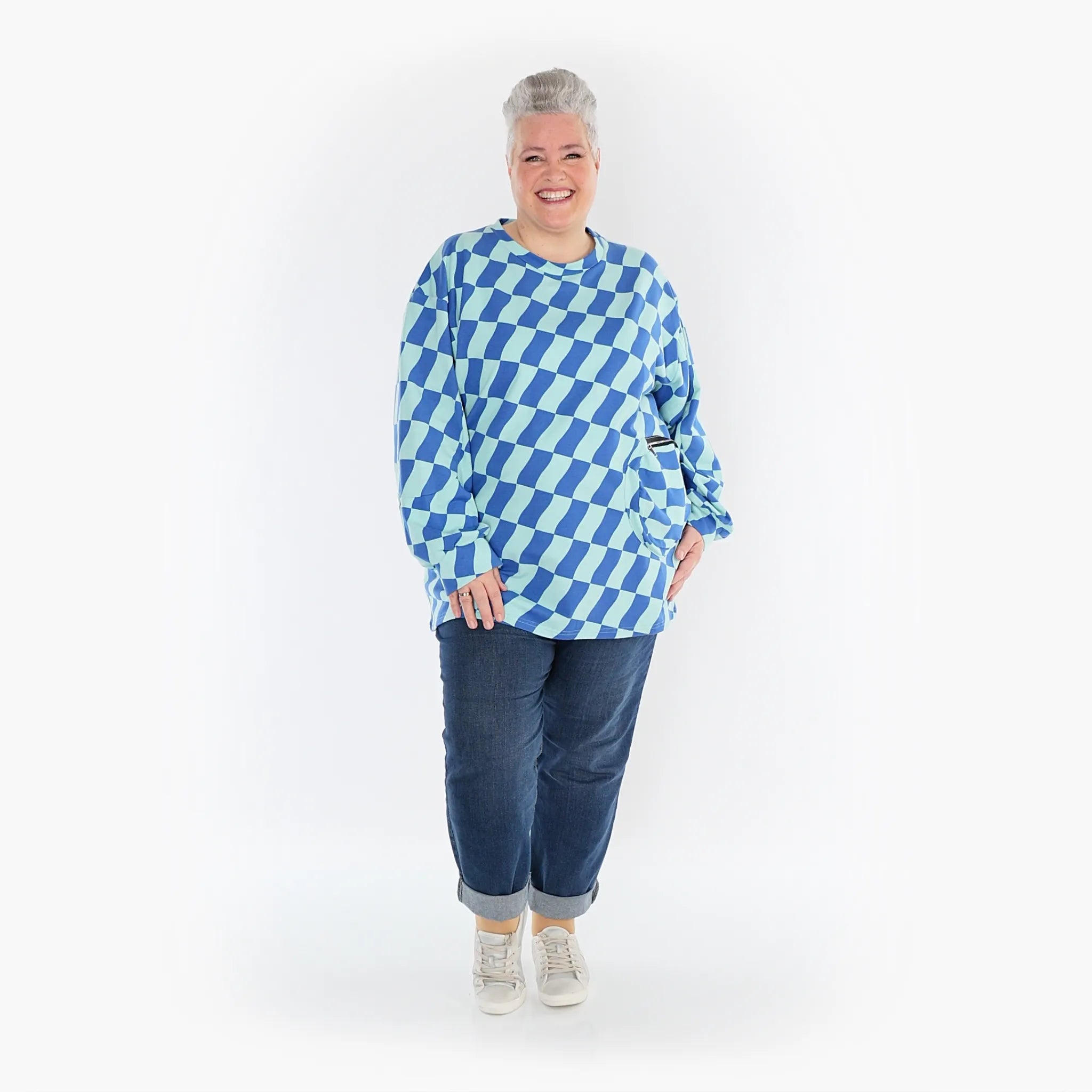  AKH Fashion Shirt in gerader Form, aus Baumwolle, 1427.06987, Türkis/Blau, Kariert, Schick