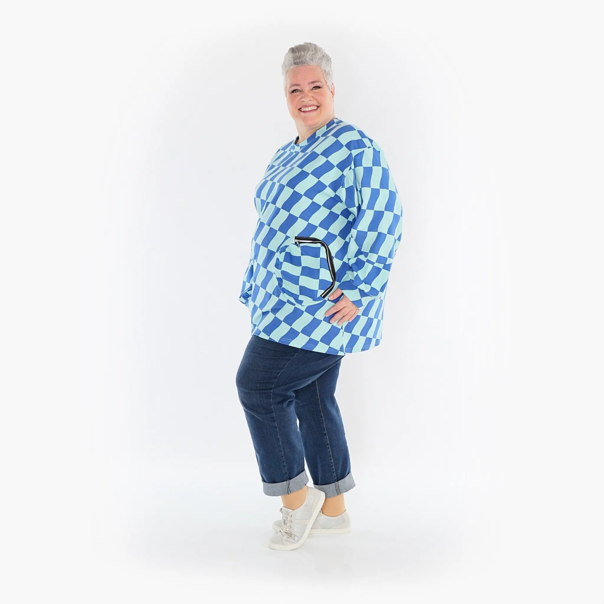 AKH Fashion Shirt in gerader Form, aus Baumwolle, 1427.06987, Türkis/Blau, Kariert, Schick