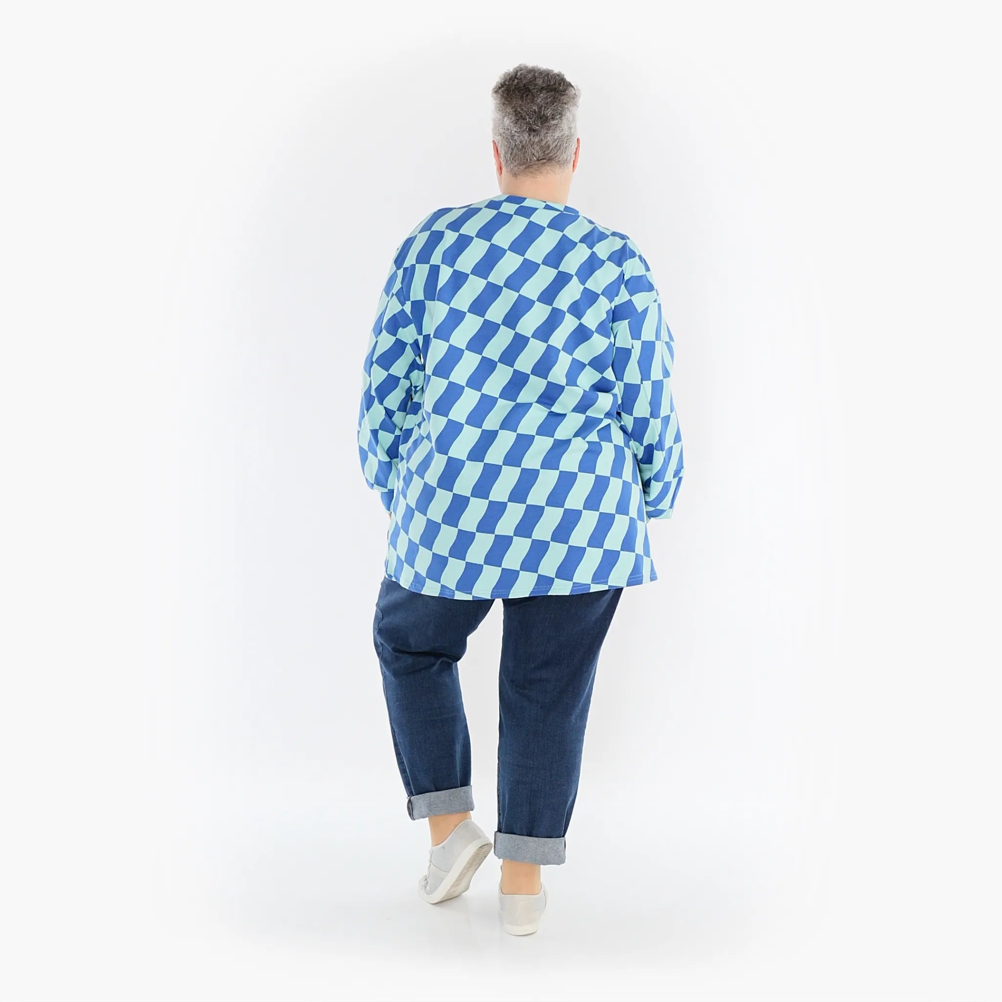  AKH Fashion Shirt in gerader Form, aus Baumwolle, 1427.06987, Türkis/Blau, Kariert, Schick