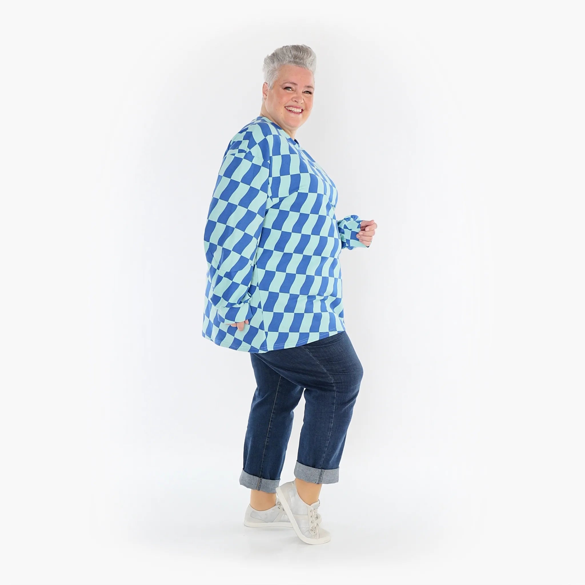  AKH Fashion Shirt in gerader Form, aus Baumwolle, 1427.06987, Türkis/Blau, Kariert, Schick