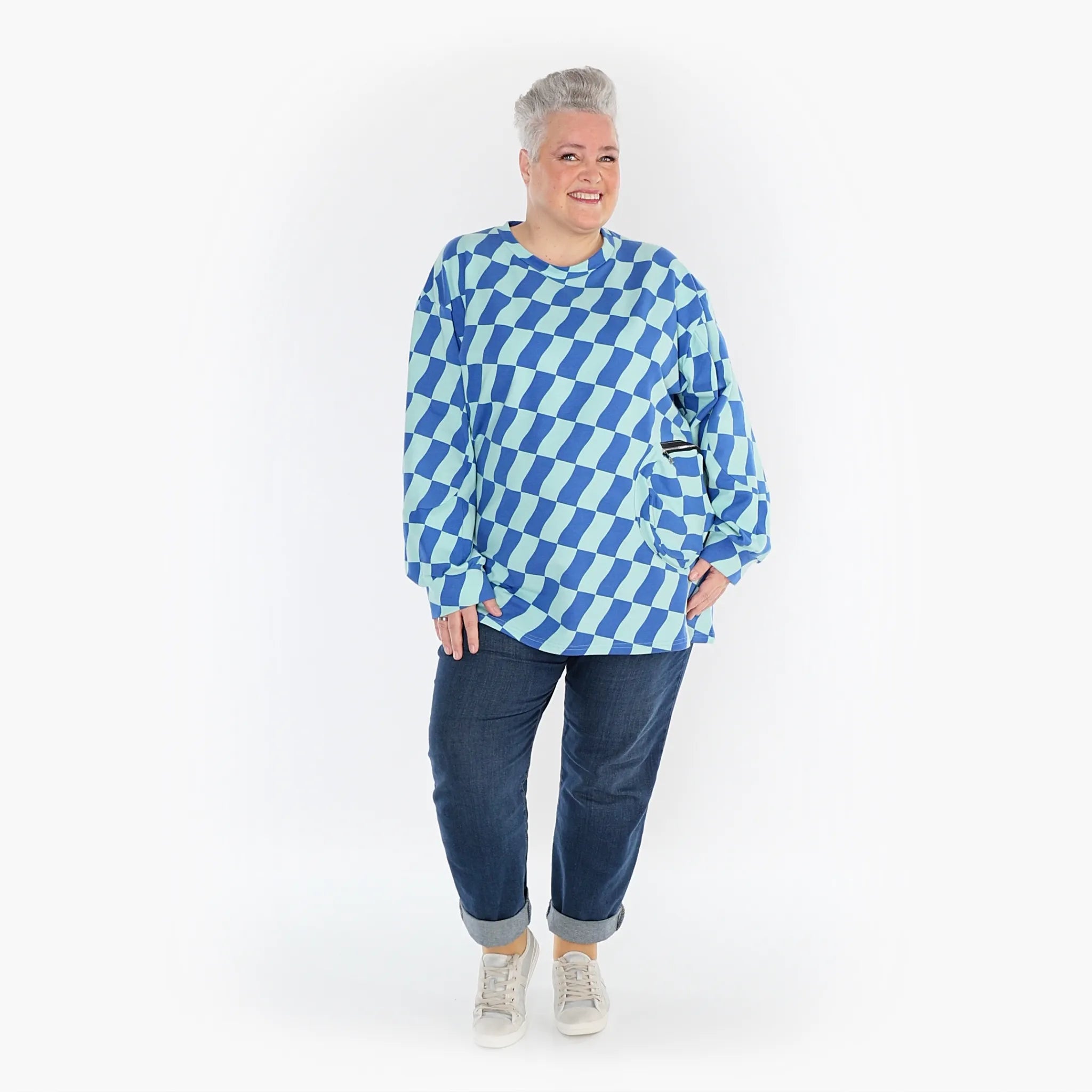  AKH Fashion Shirt in gerader Form, aus Baumwolle, 1427.06987, Türkis/Blau, Kariert, Schick