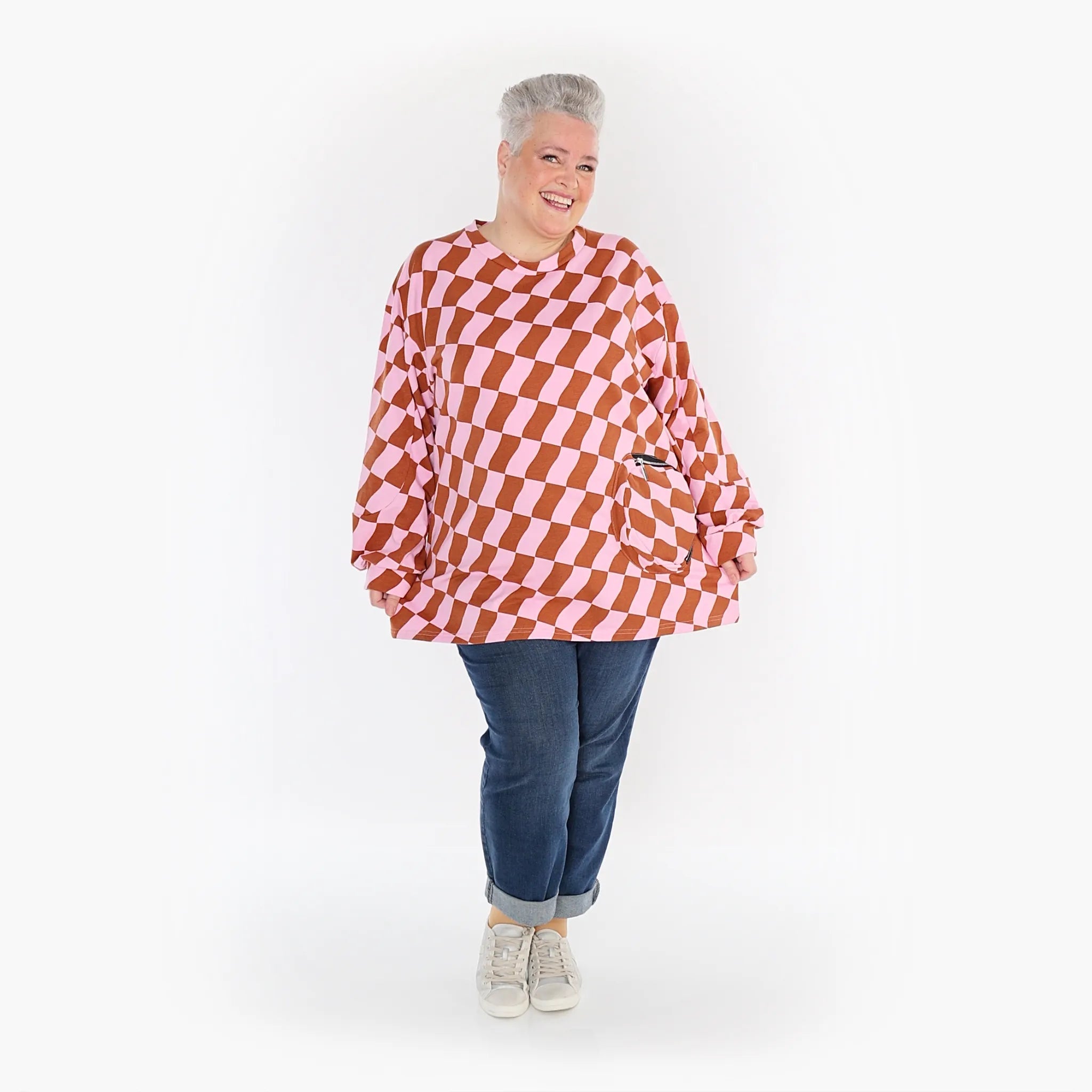  AKH Fashion Shirt in gerader Form, aus Baumwolle, 1427.06987, Pink/Cognac, Kariert, Schick