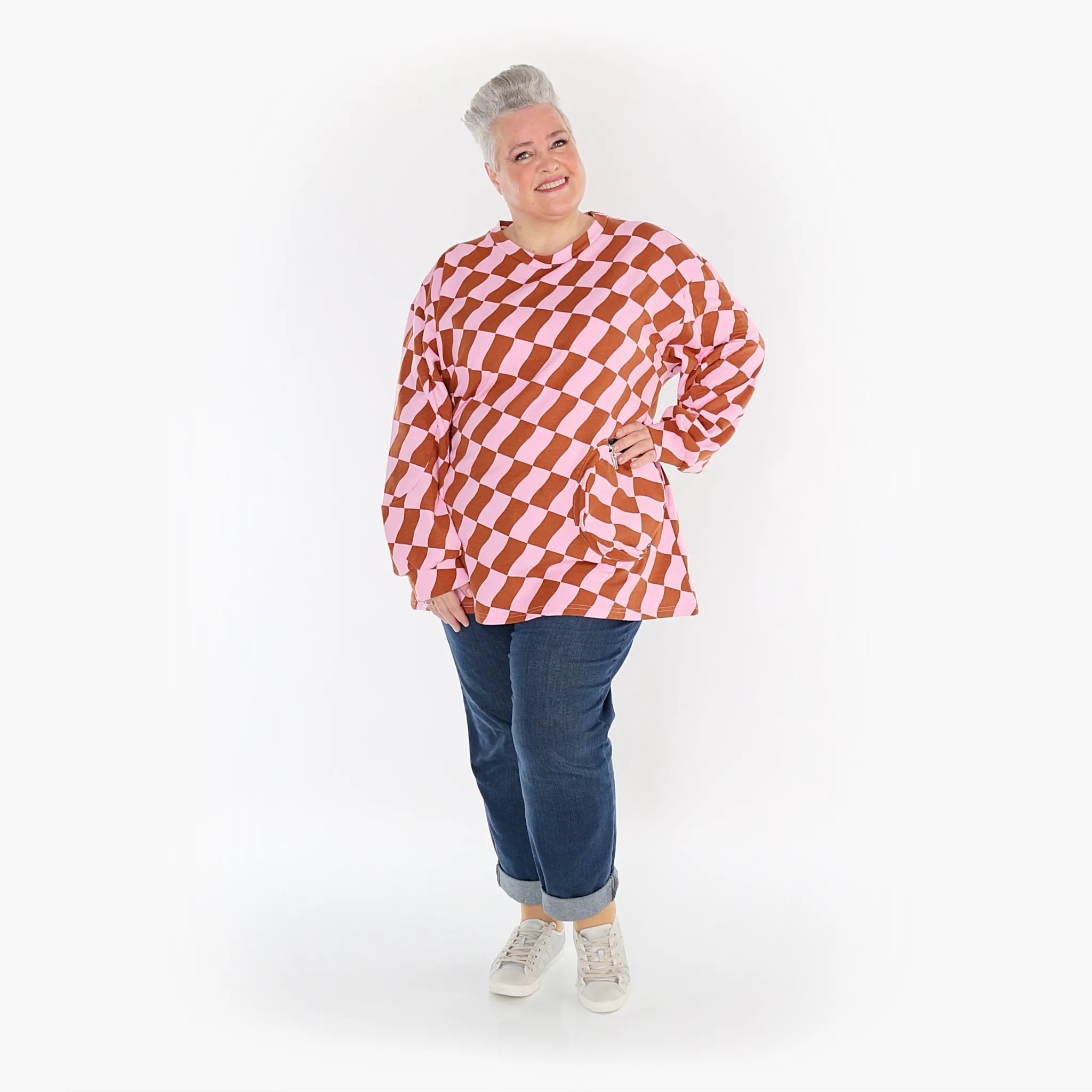  AKH Fashion Shirt in gerader Form, aus Baumwolle, 1427.06987, Pink/Cognac, Kariert, Schick