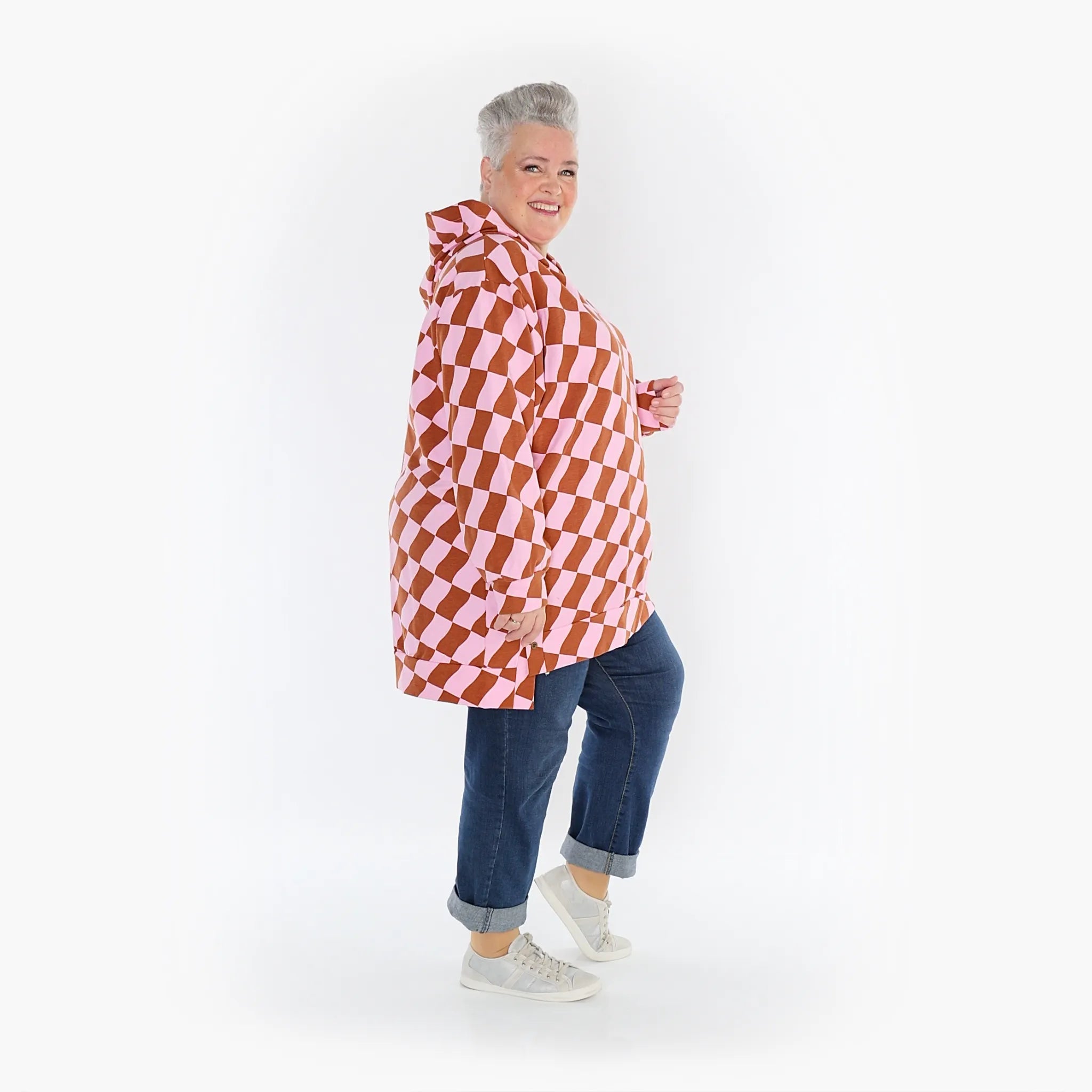  AKH Fashion Bigshirt in gerader Form, aus Baumwolle, 1427.06988, Pink/Cognac, Kariert, Schick