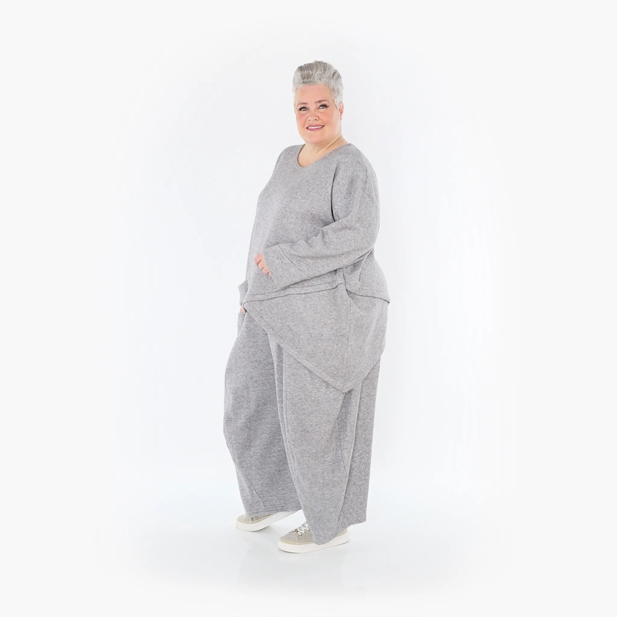  A-Form Bigshirt von AKH Fashion aus Viskose, 1429.07013, Hellgrau, Schick, Modern, Bequem