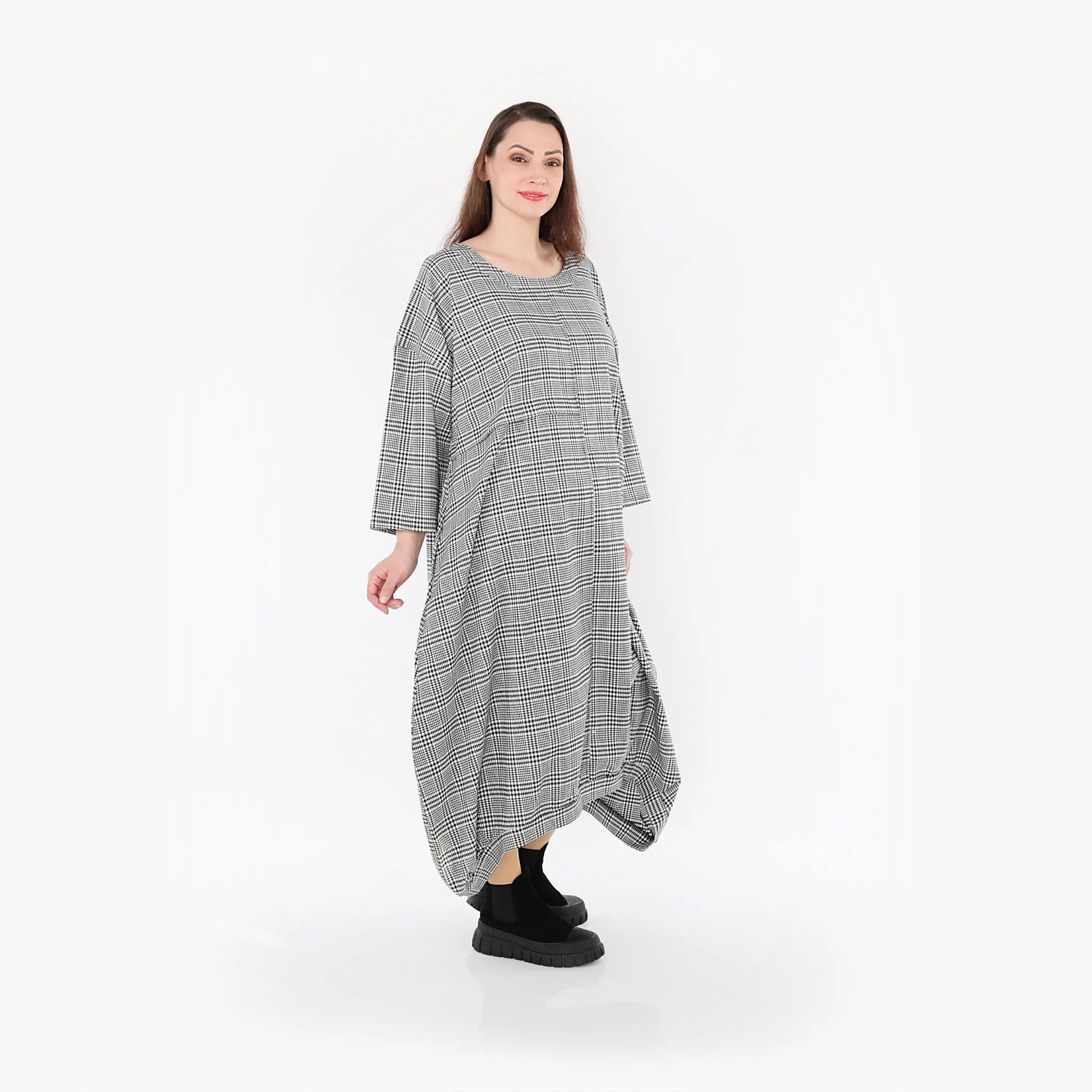  Ballonkleid von AKH Fashion aus Baumwolle, 1444.07033, Schwarz/Weiß, Schick, Modern