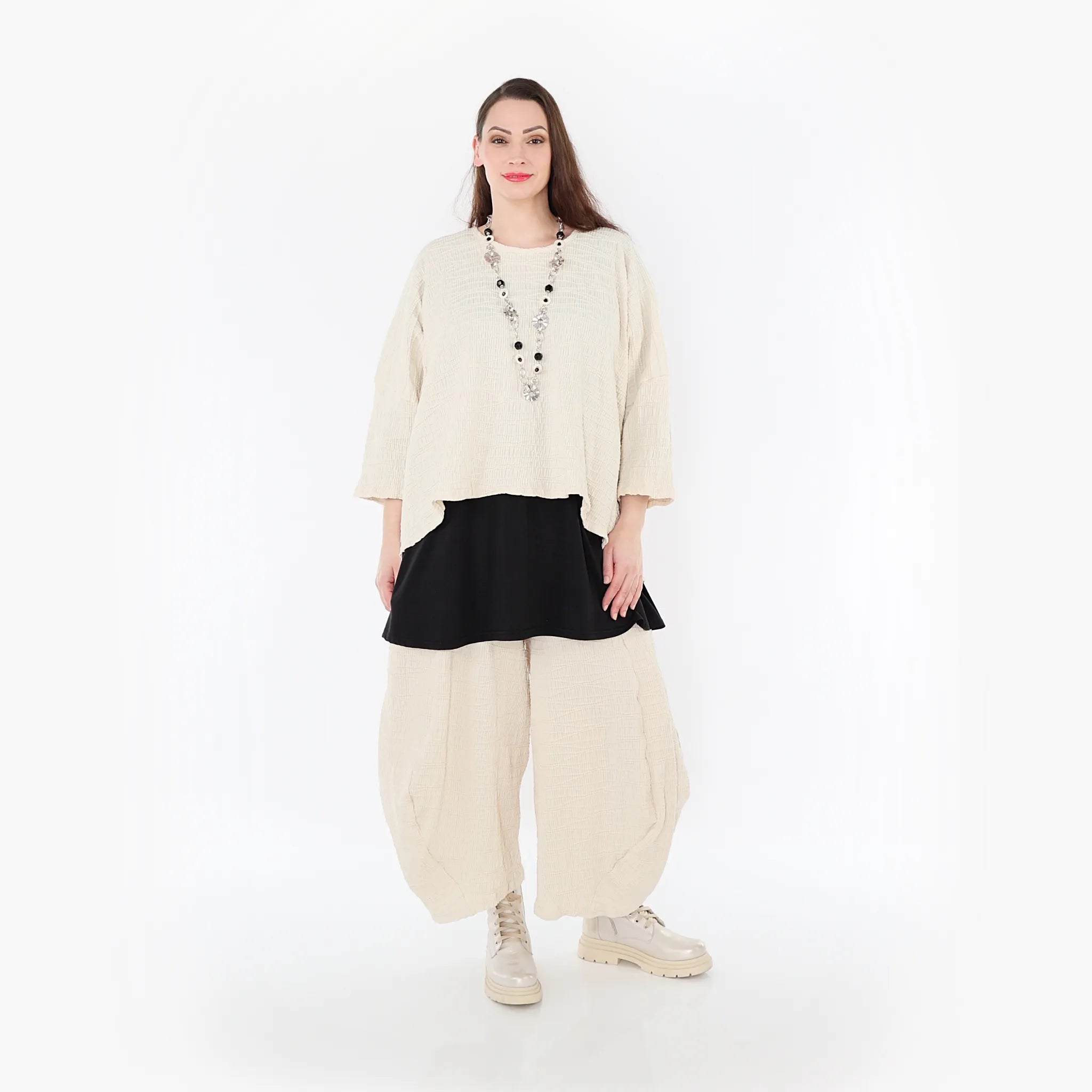  AKH Fashion Bigshirt in kastiger Form, aus Baumwolle, 1447.03018, Ecru, Streifen, Schick