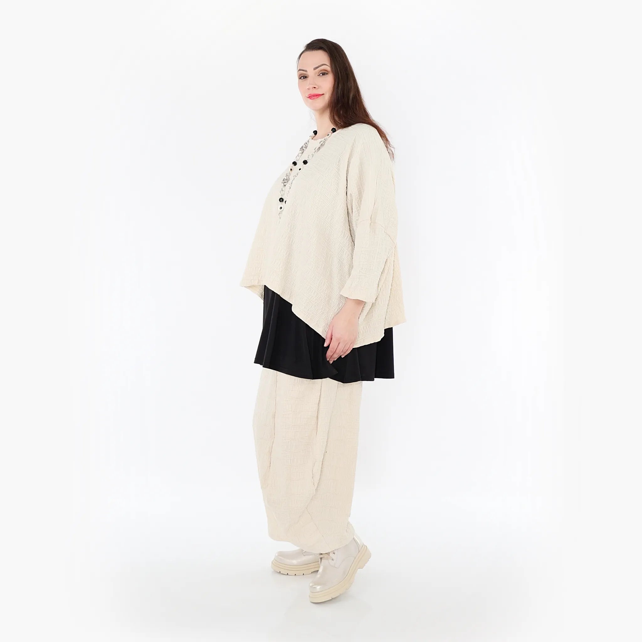  AKH Fashion Bigshirt in kastiger Form, aus Baumwolle, 1447.03018, Ecru, Streifen, Schick