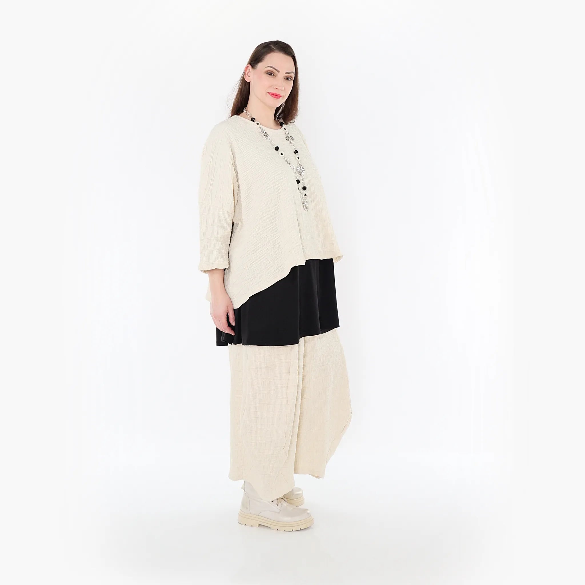 AKH Fashion Bigshirt in kastiger Form, aus Baumwolle, 1447.03018, Ecru, Streifen, Schick