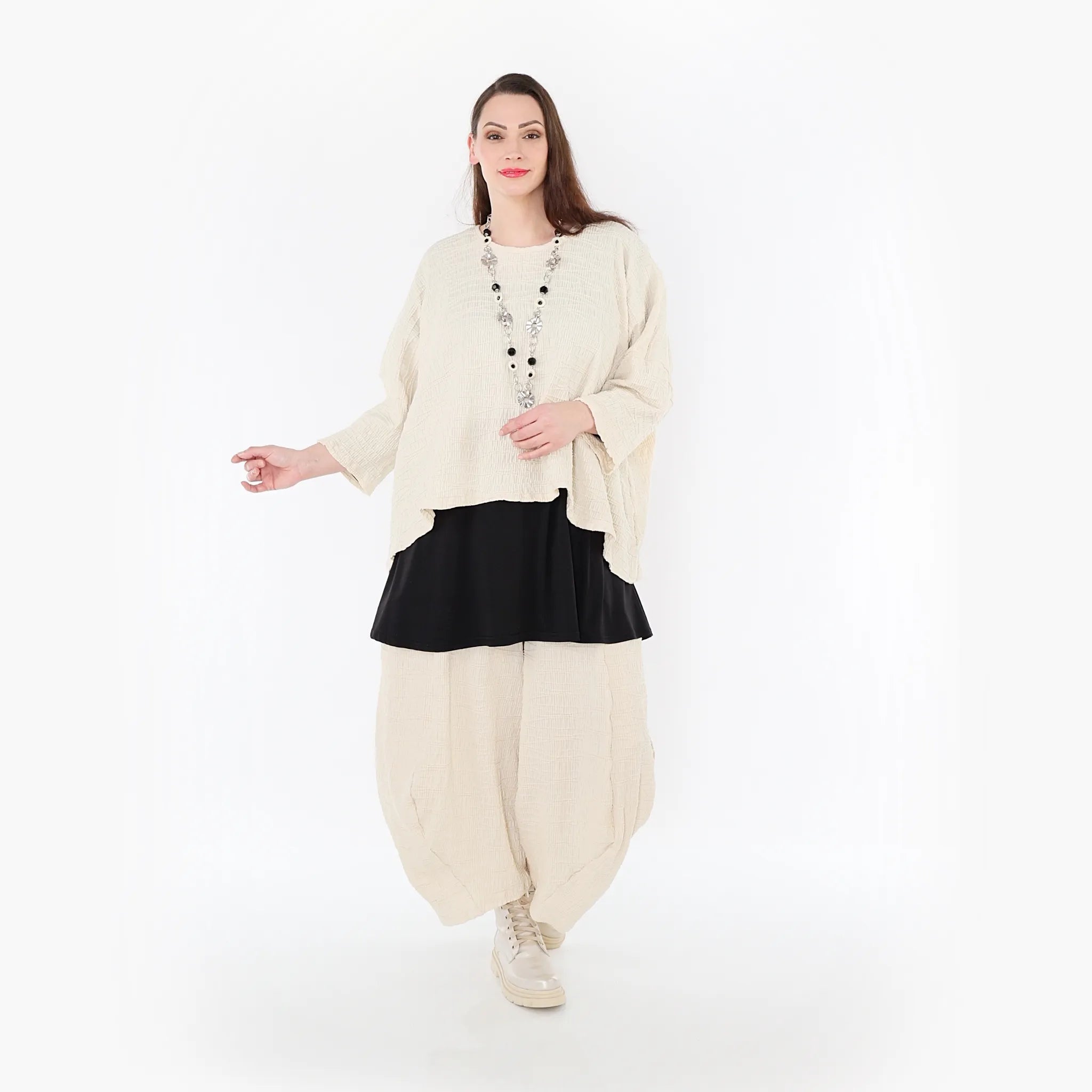  AKH Fashion Bigshirt in kastiger Form, aus Baumwolle, 1447.03018, Ecru, Streifen, Schick