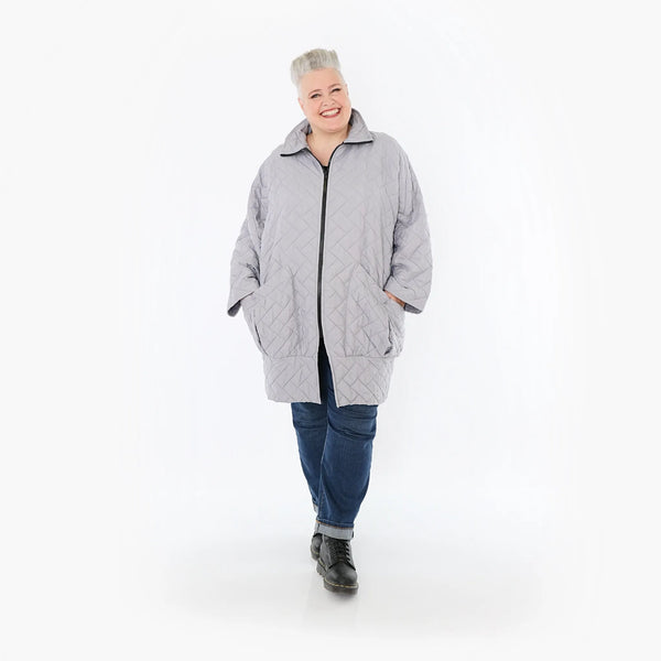  AKH Fashion Jacke in gerader Form, aus Materialmix, 1448.06550, Hellgrau, Kariert, Schick