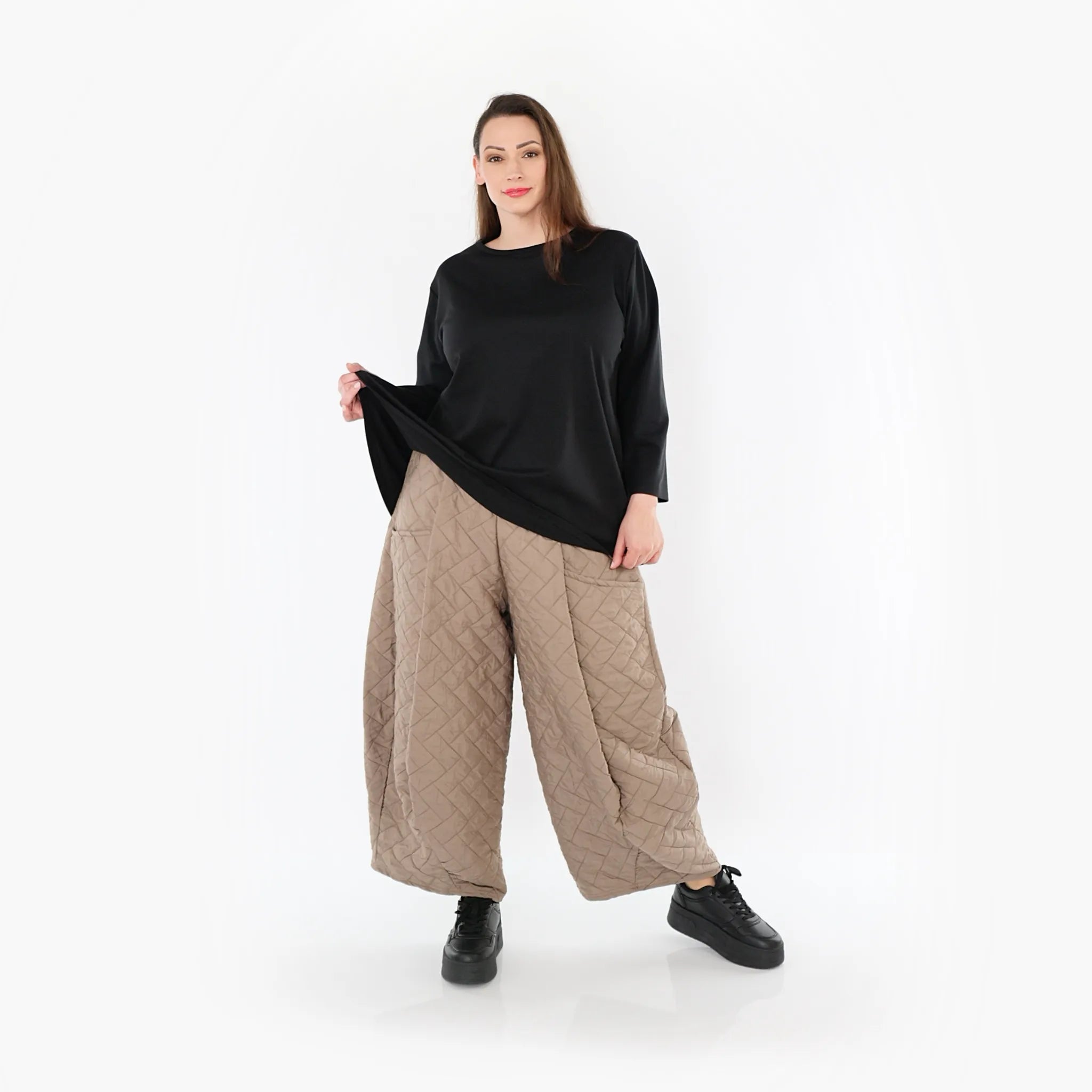  Ballonhose von AKH Fashion aus Materialmix, 1448.08069, Cognac, Kariert, Schick, Modern