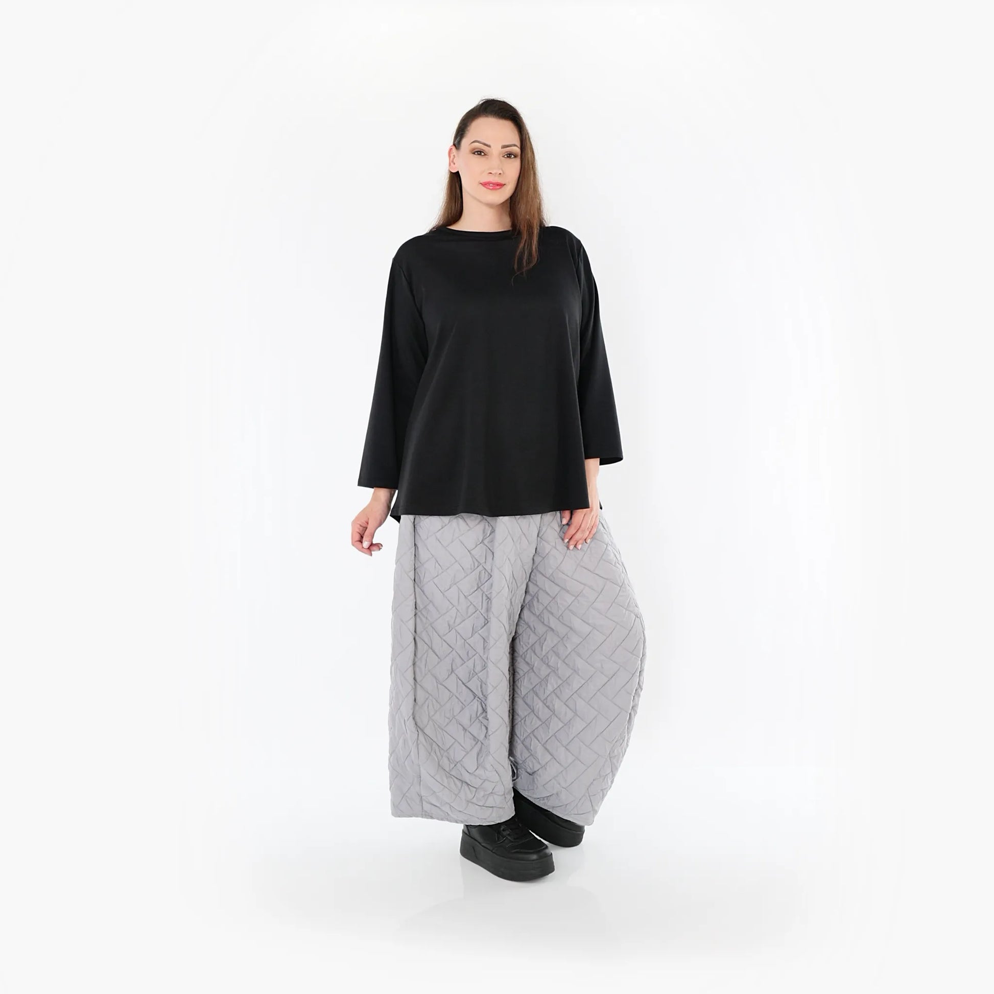  Ballonhose von AKH Fashion aus Materialmix, 1448.08069, Hellgrau, Kariert, Schick, Modern